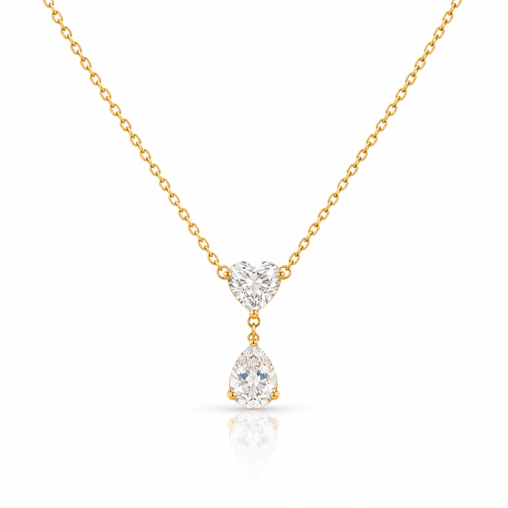 Heart & Teardrop Crystal Pendant