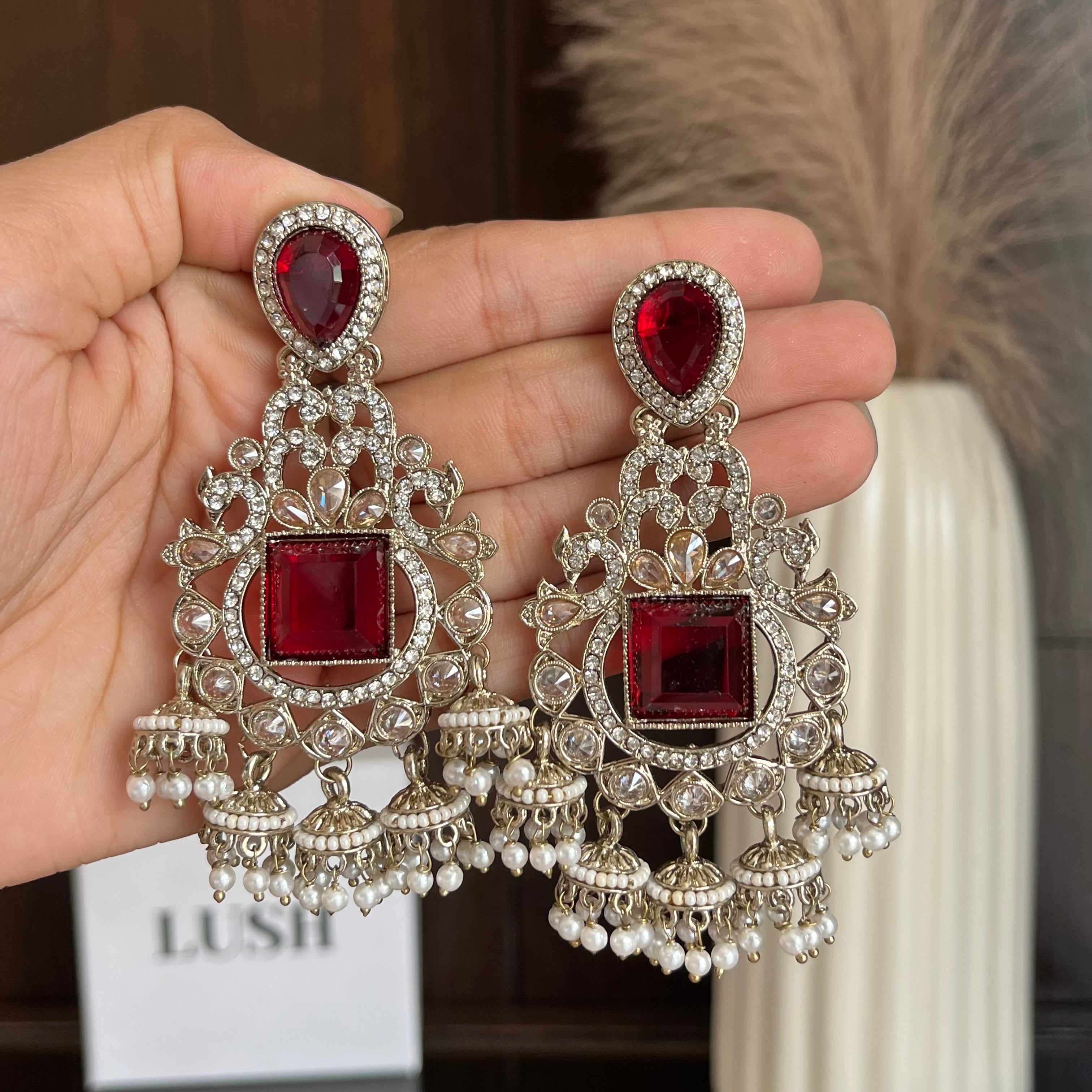 Empress Crystal & Pearl Jhumka Drops