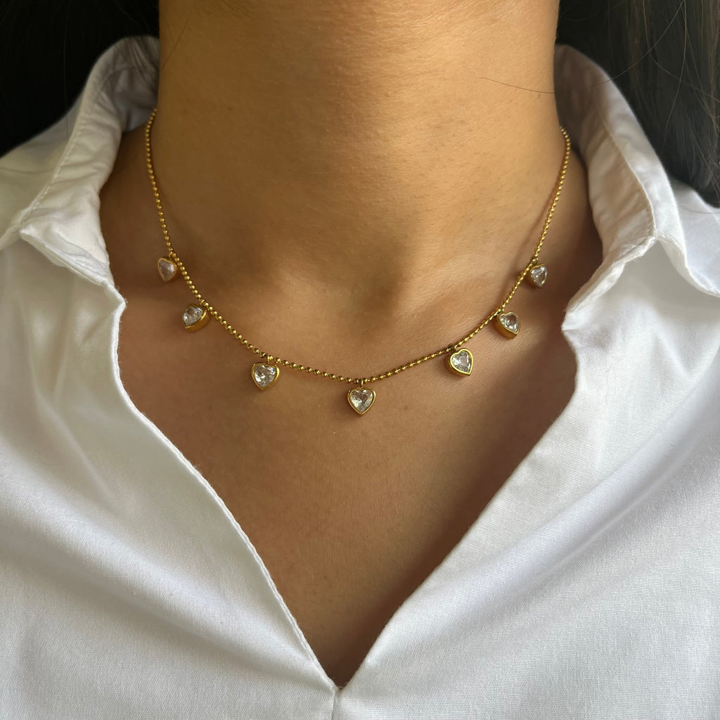 Crystal Heart Charm Necklace