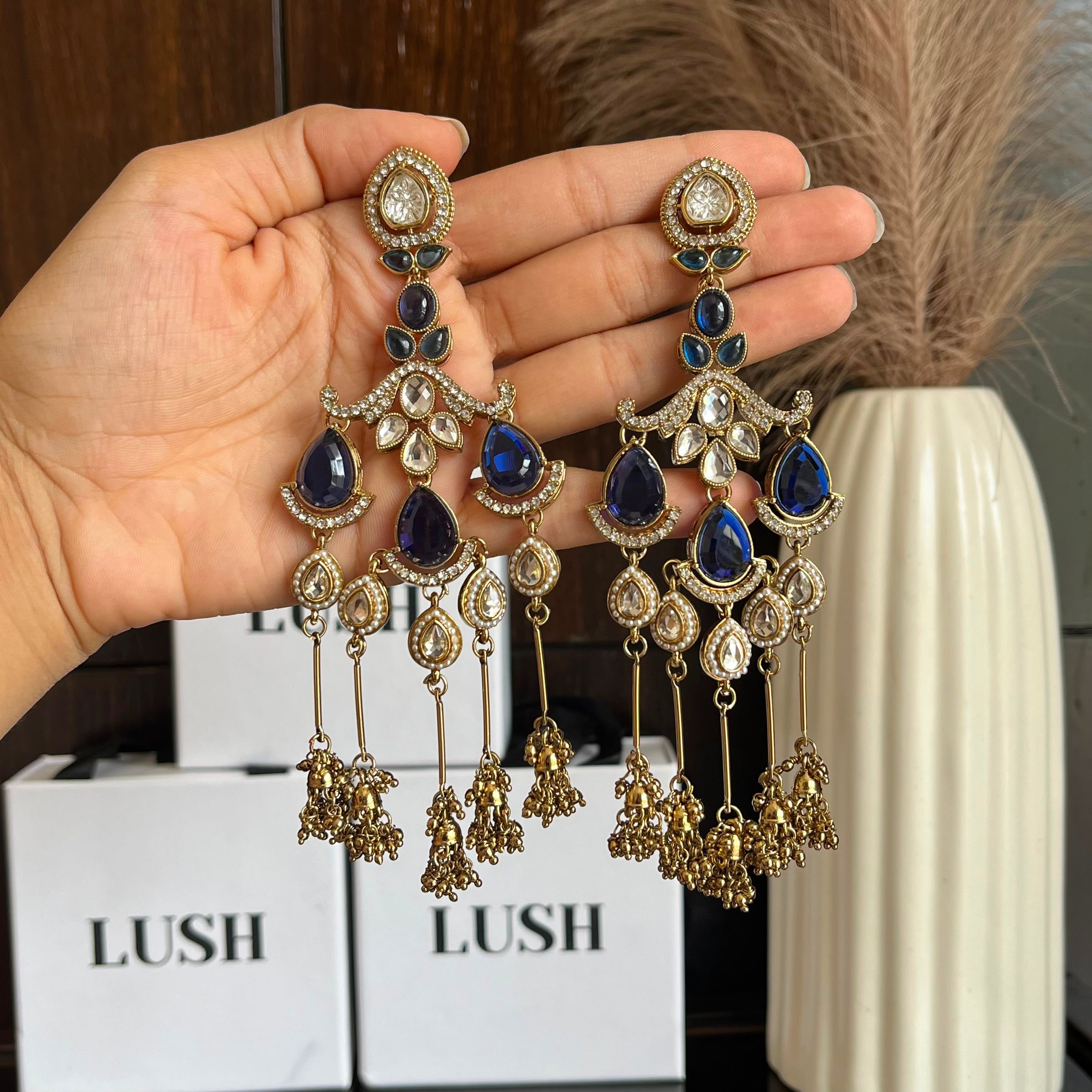 Kundan tassel earrings