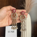 Royal Crescent Tassel Jhumka Earrings