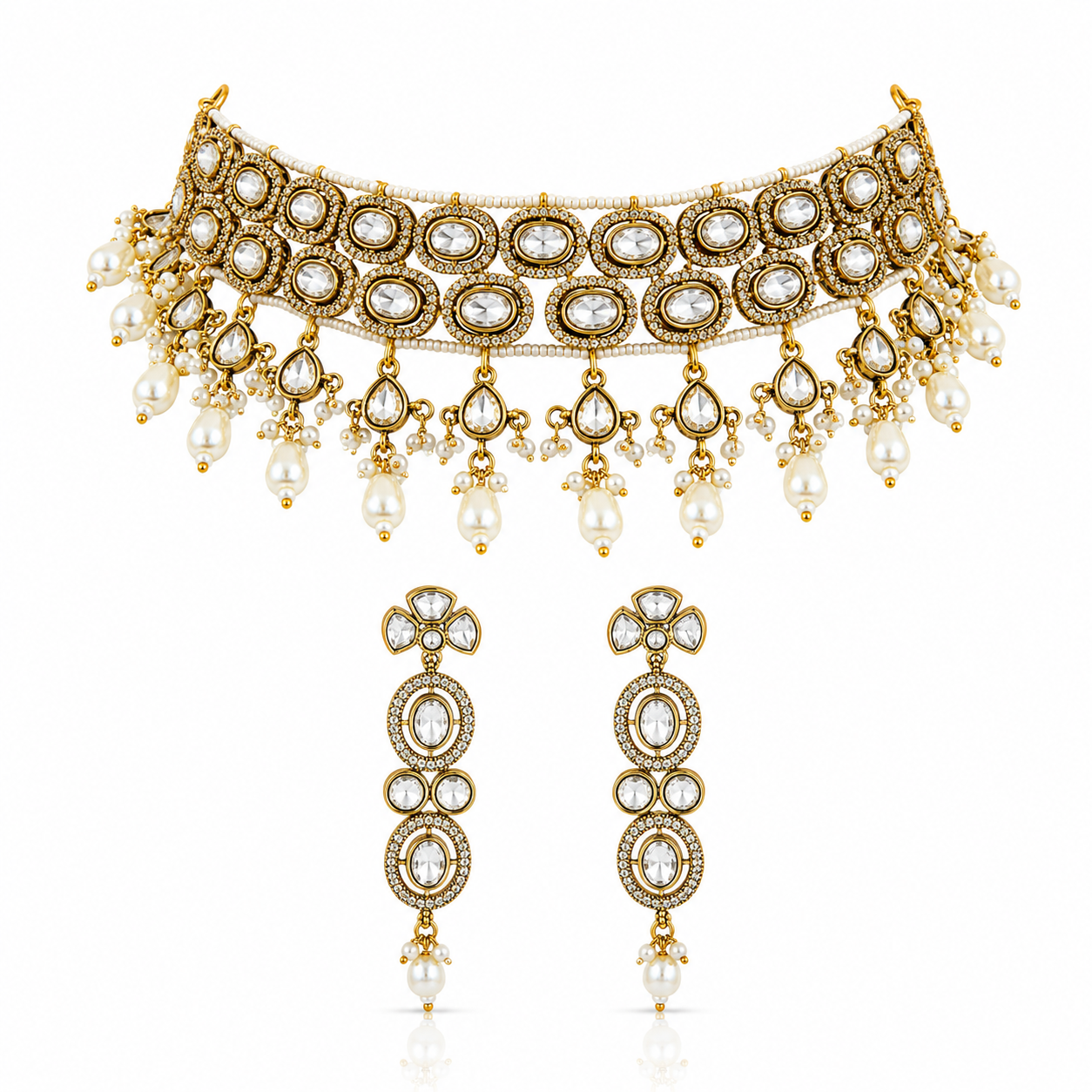 Royal Kundan Pearl Choker Set