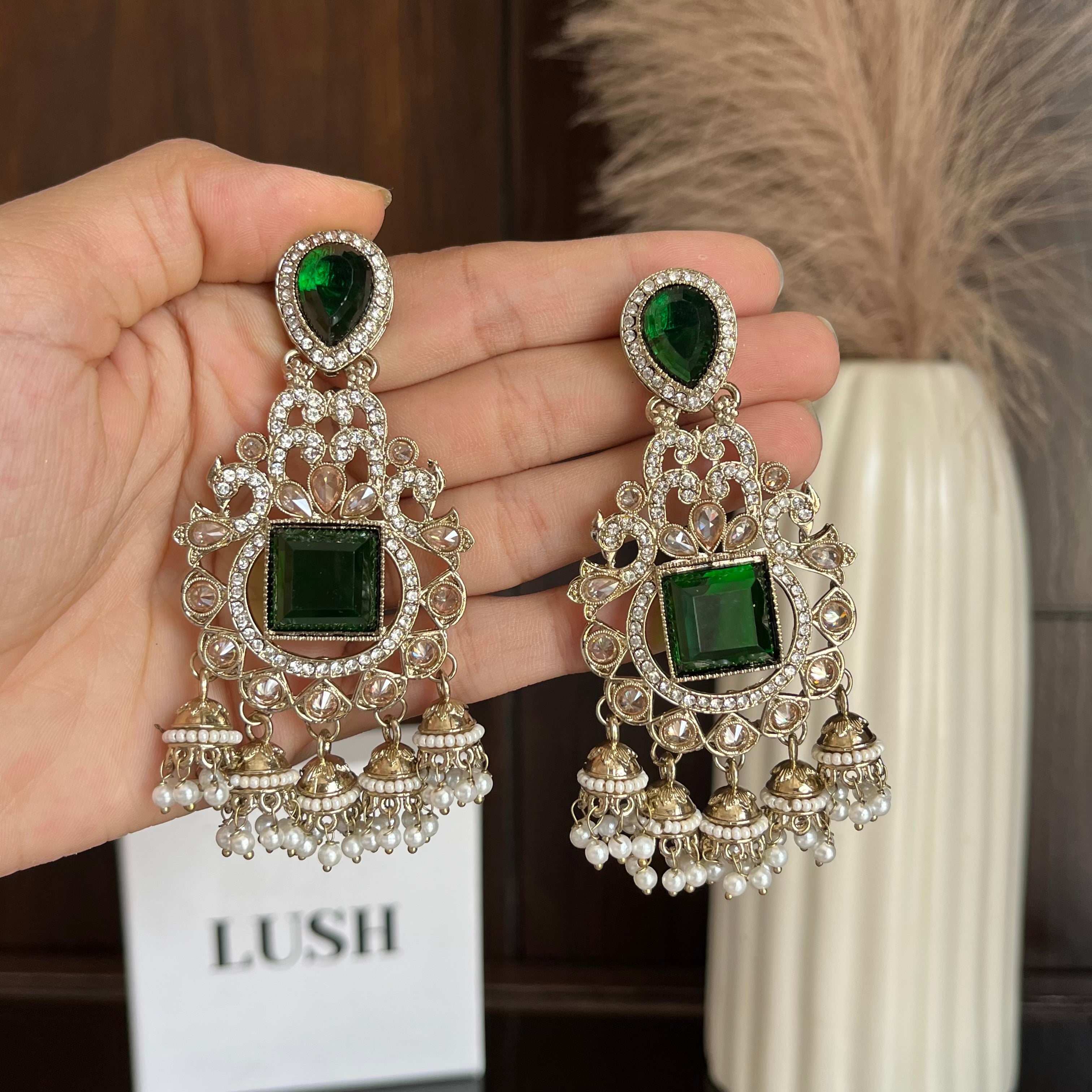 Empress Crystal & Pearl Jhumka Drops