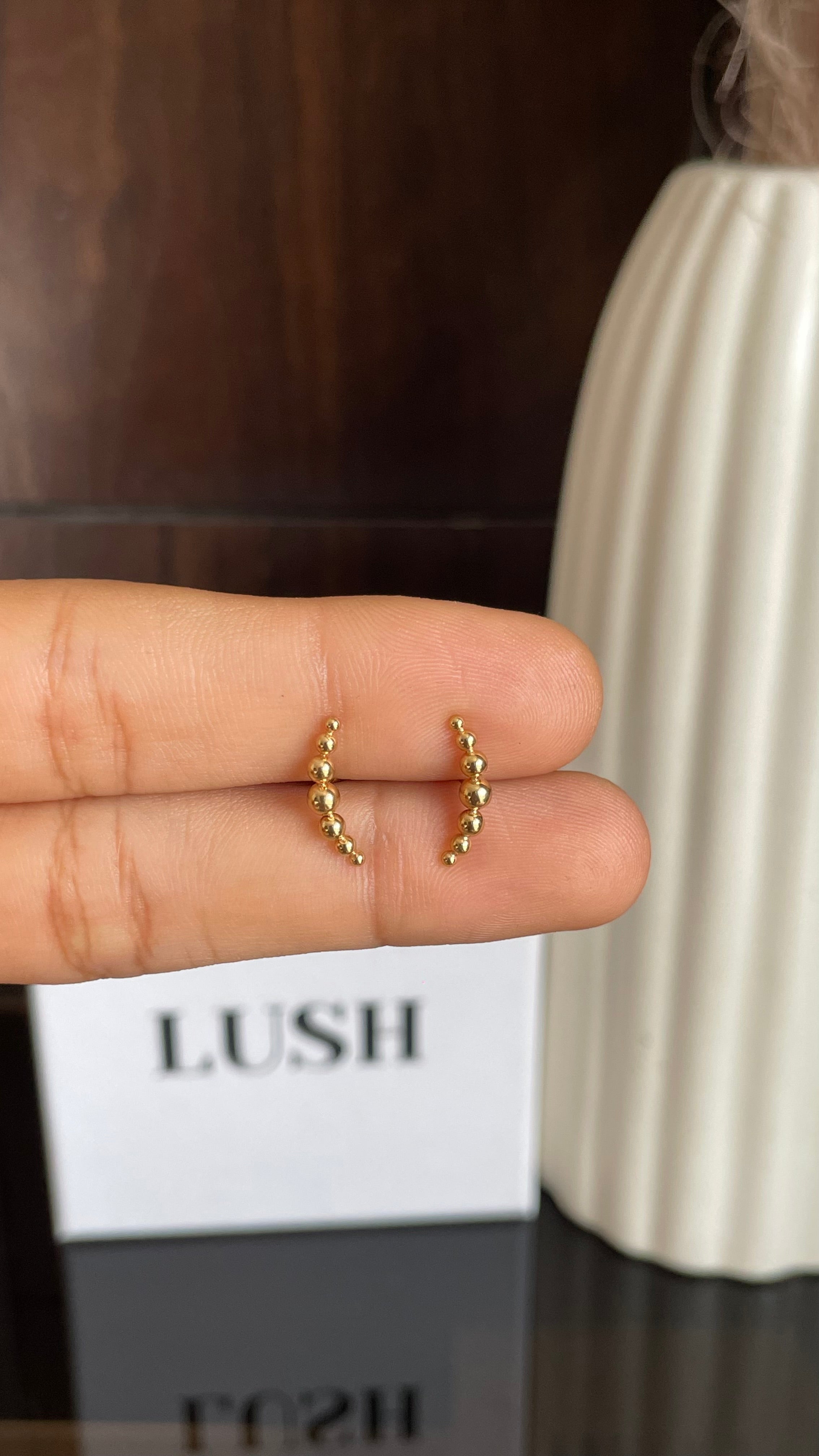 Golden Bead Ear Climbers (ball back)