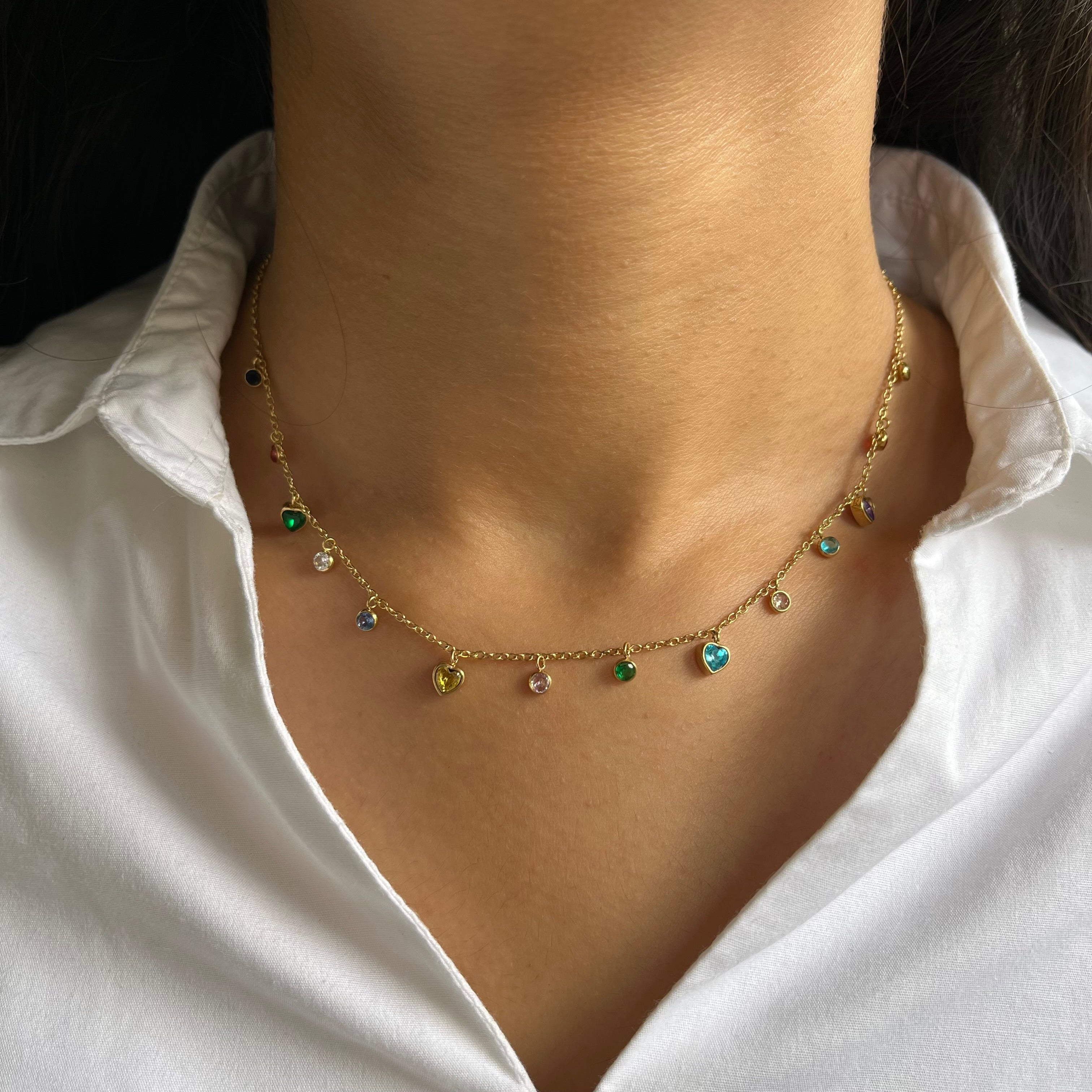 Rainbow Heart Charm Necklace