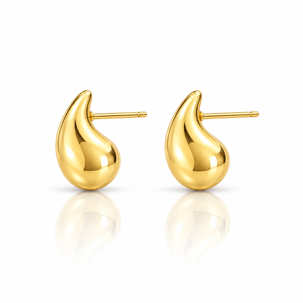 Gold Teardrop Stud Earrings