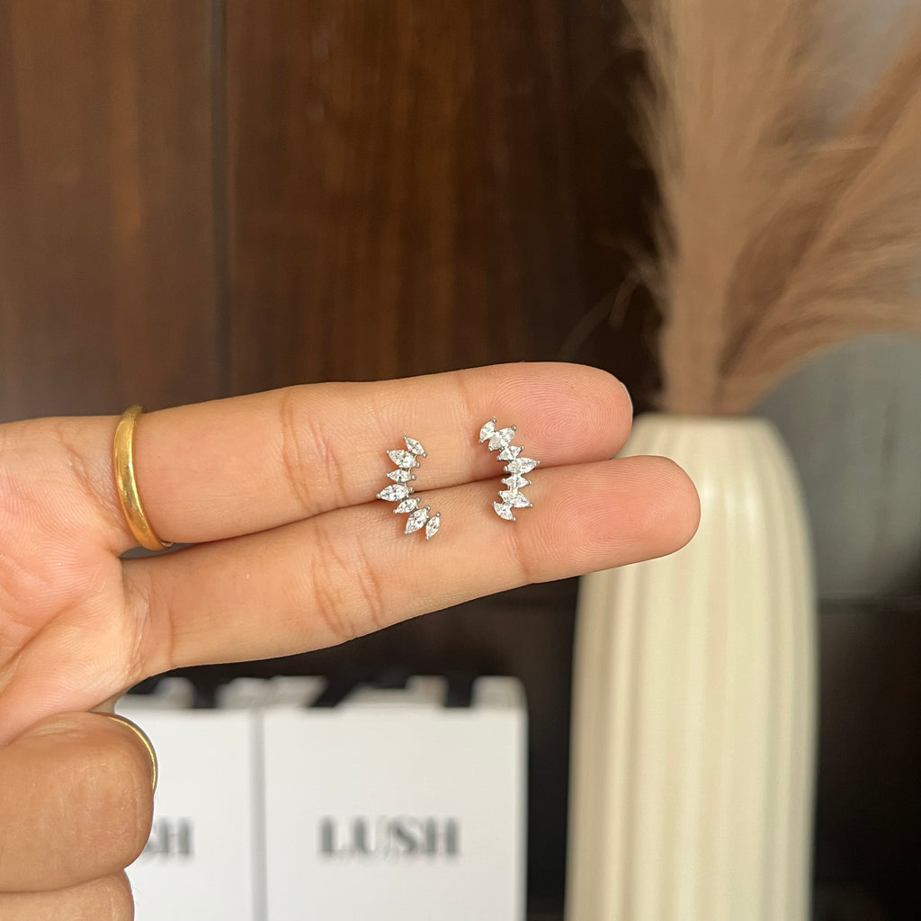 Luna Vine Silver Earrings (flat back)