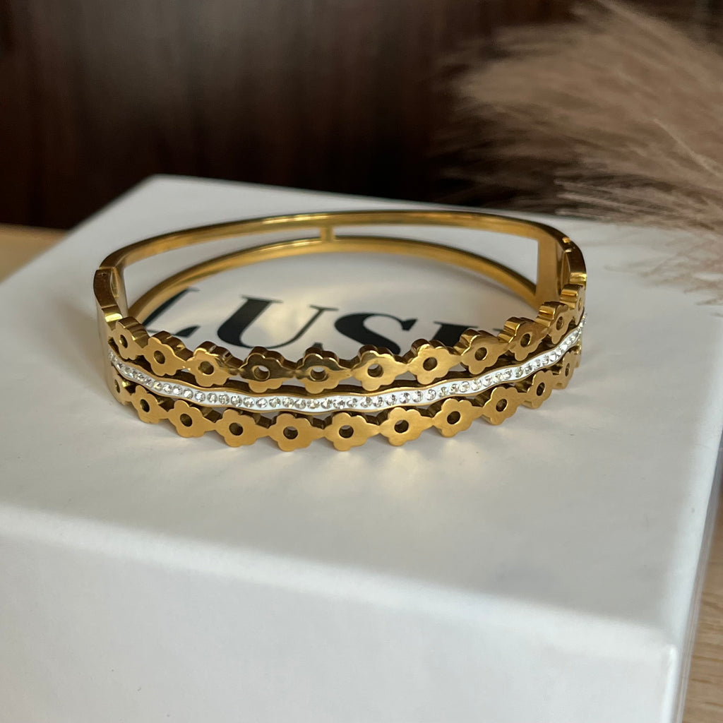 Royal Floral Crystal Layered Cuff |Standard Size