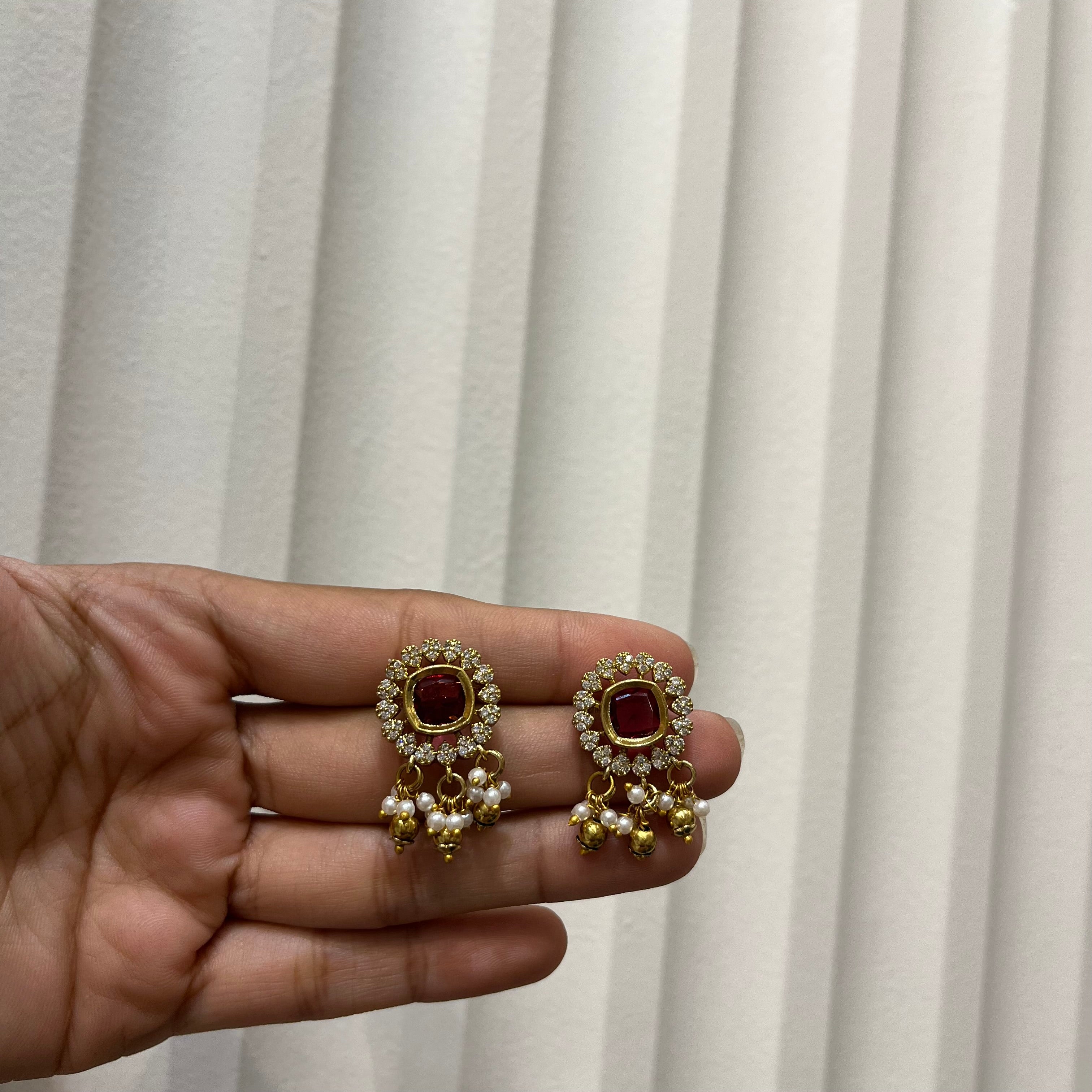 Ruby Blossom Pearl Choker Set