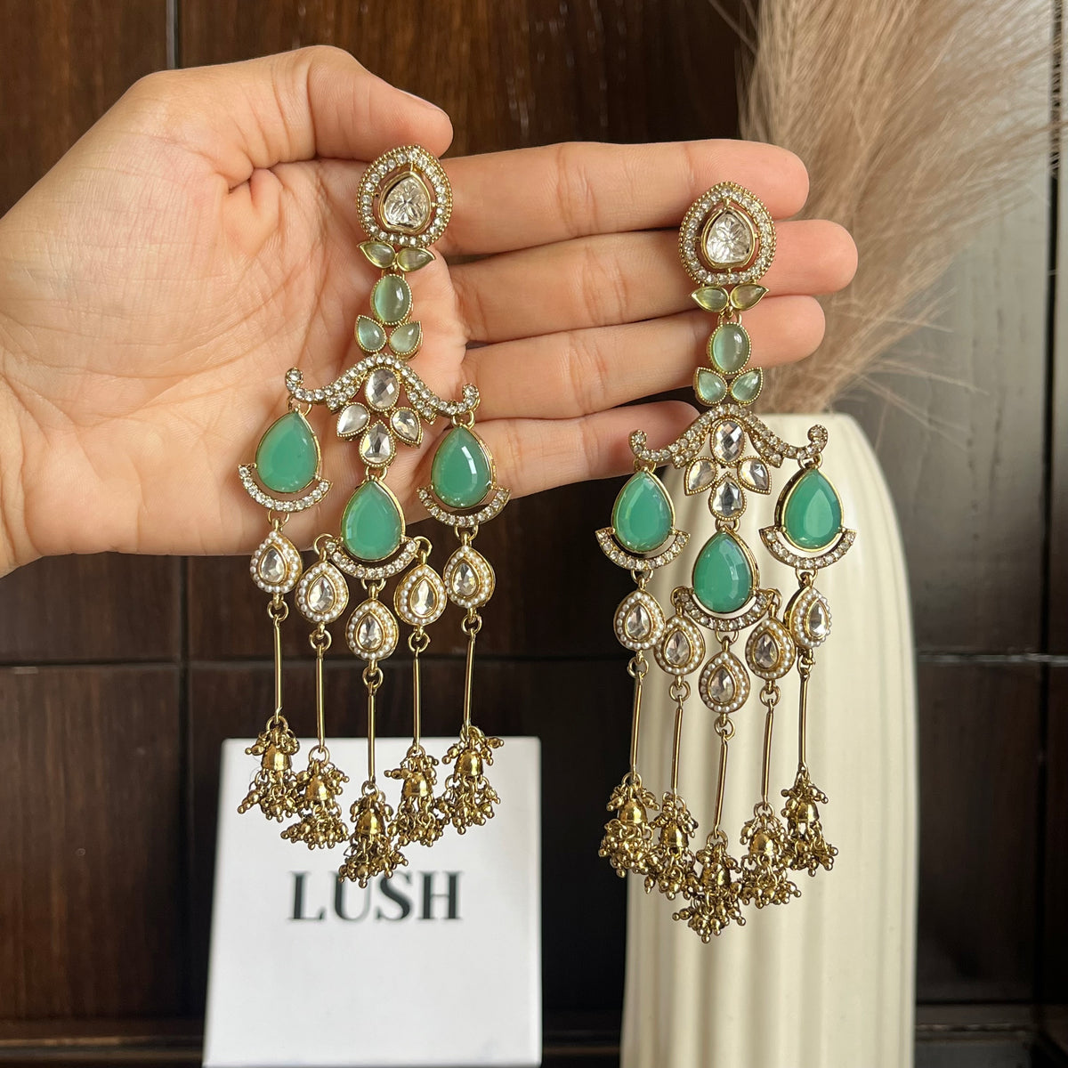 Kundan tassel earrings
