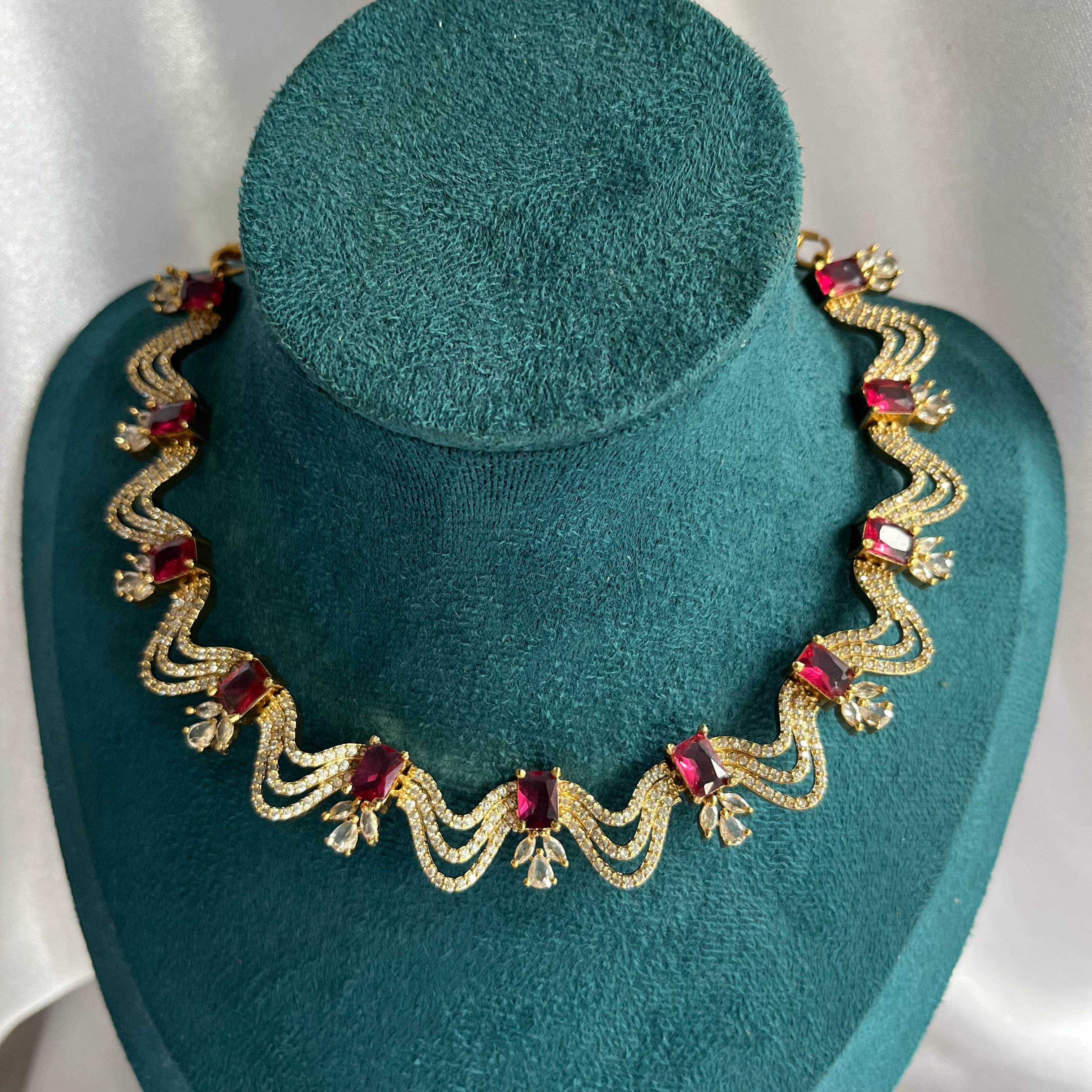 Ruby Cascade Necklace Set