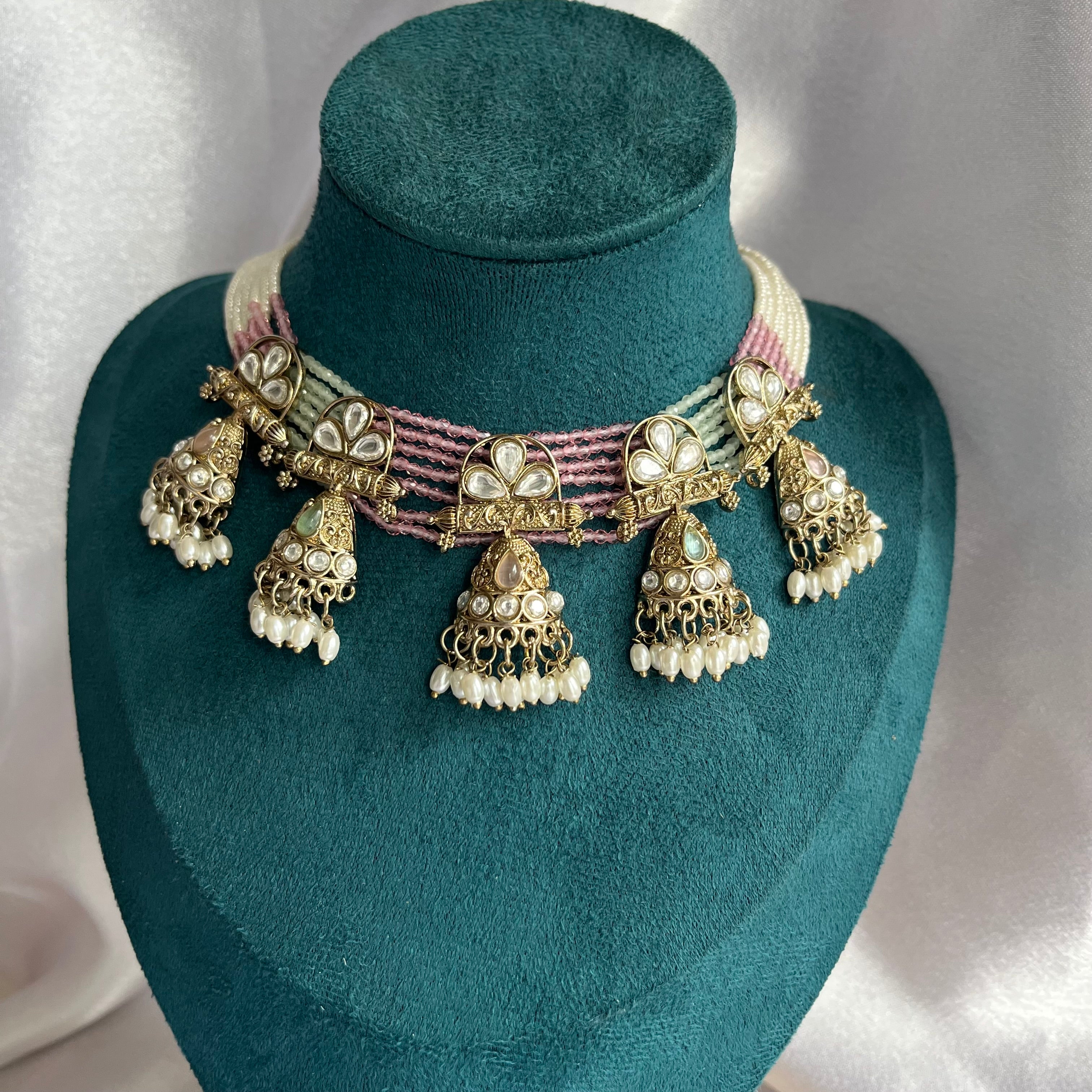 Pastel Jhumka Choker Set