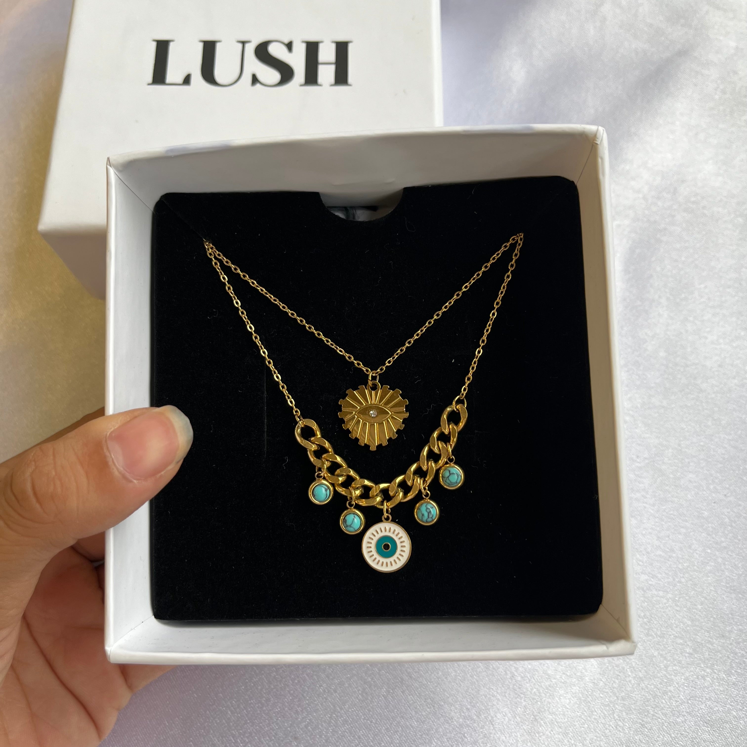 Evil Eye Layered Charm Necklace