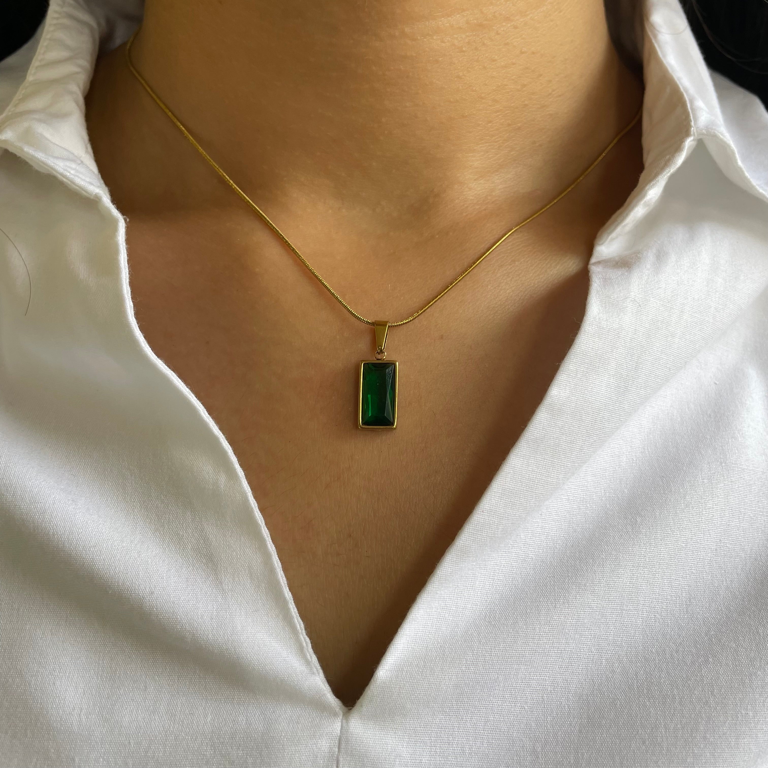 Emerald Baguette Necklace