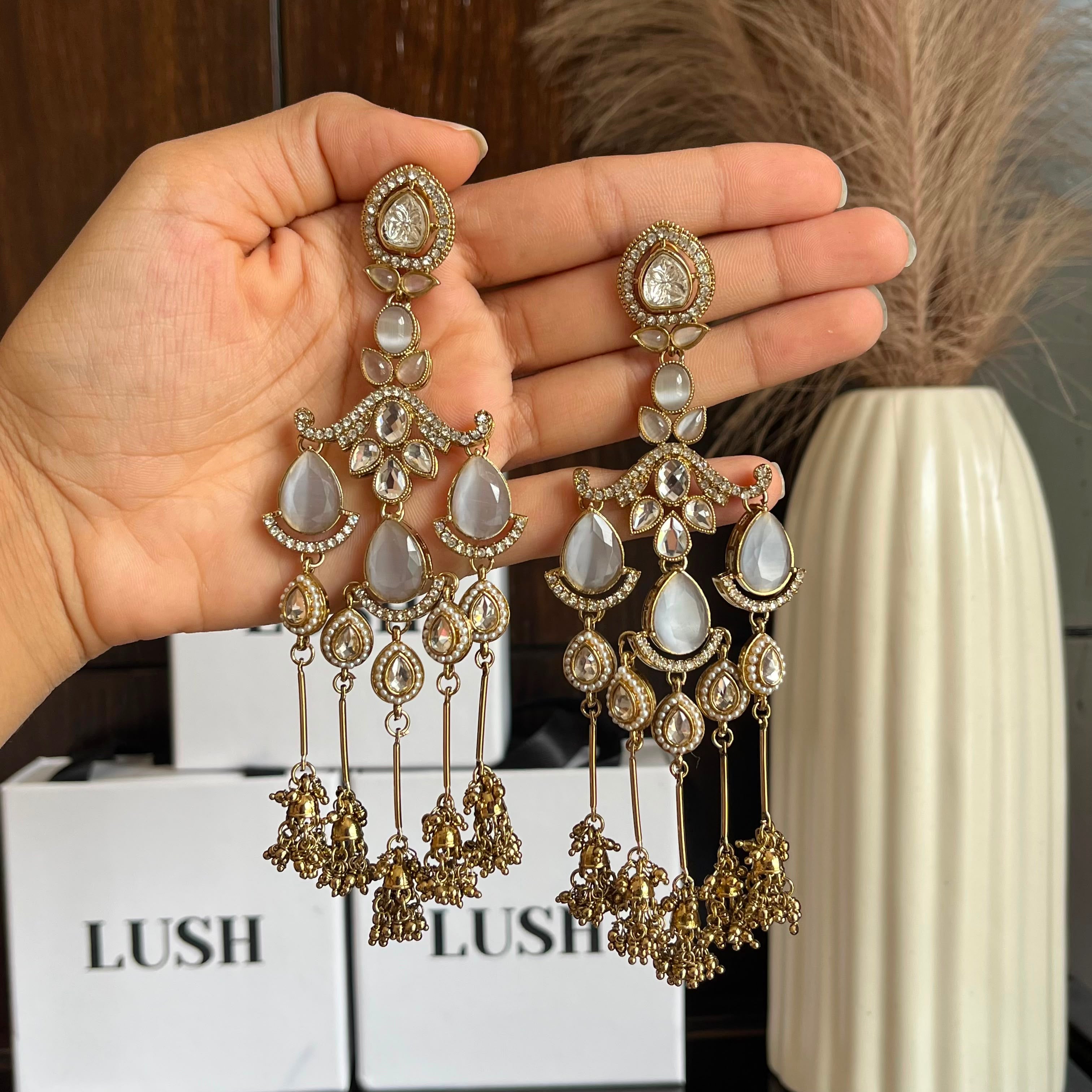 Kundan tassel earrings