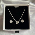 Halo solitaire pendant set
