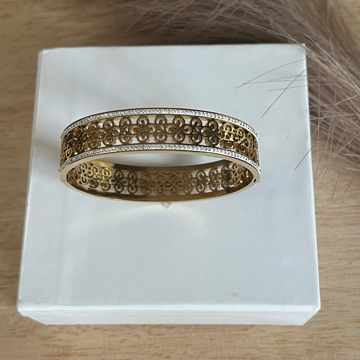 Gold-Tone Filigree Designer Bangle|Standard Size