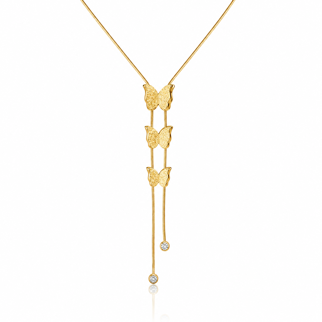 Golden Butterfly Lariat Necklace