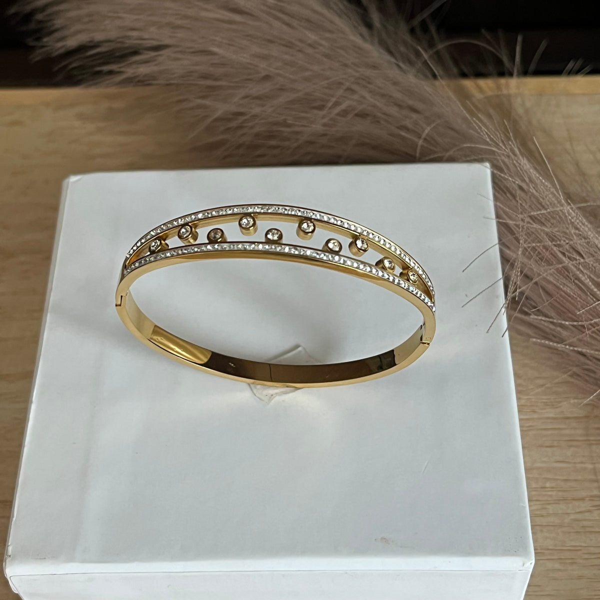 Golden Crystal Double-Row Bracelet |Standard Size