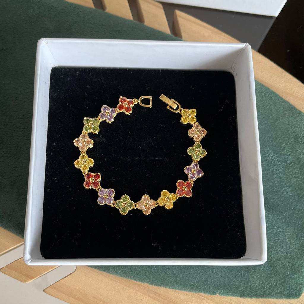 Multicolor Gemstone Clover Bracelet