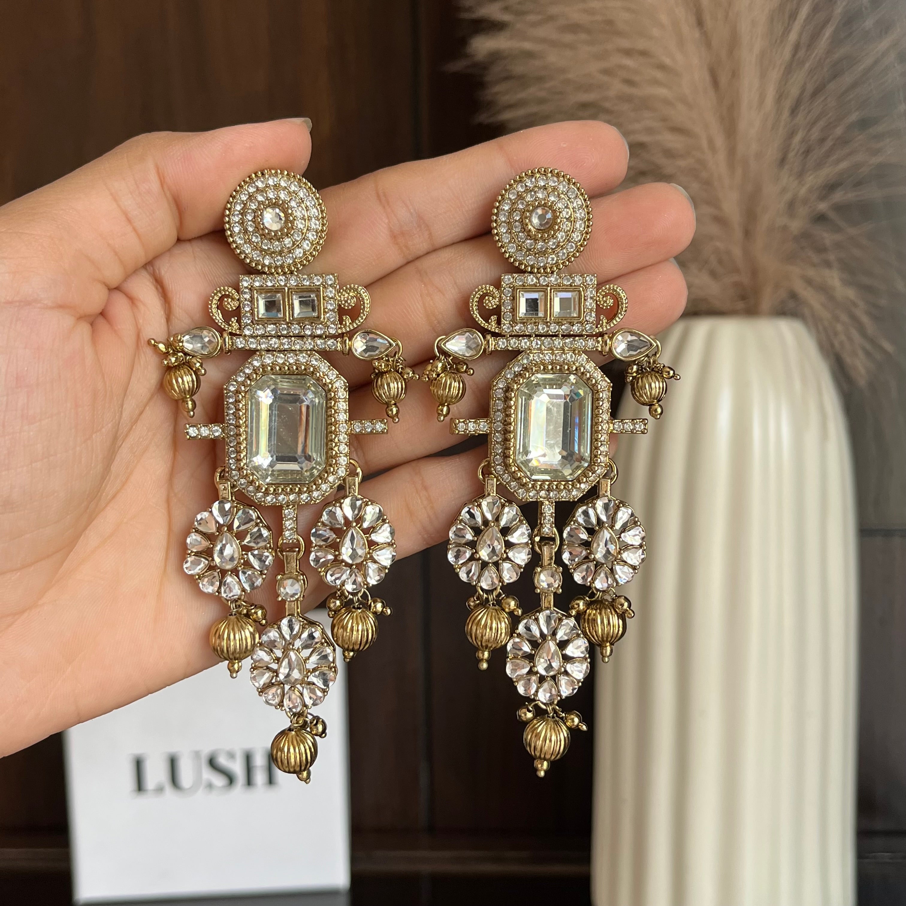 Regal Architectural Crystal Chandelier Earrings