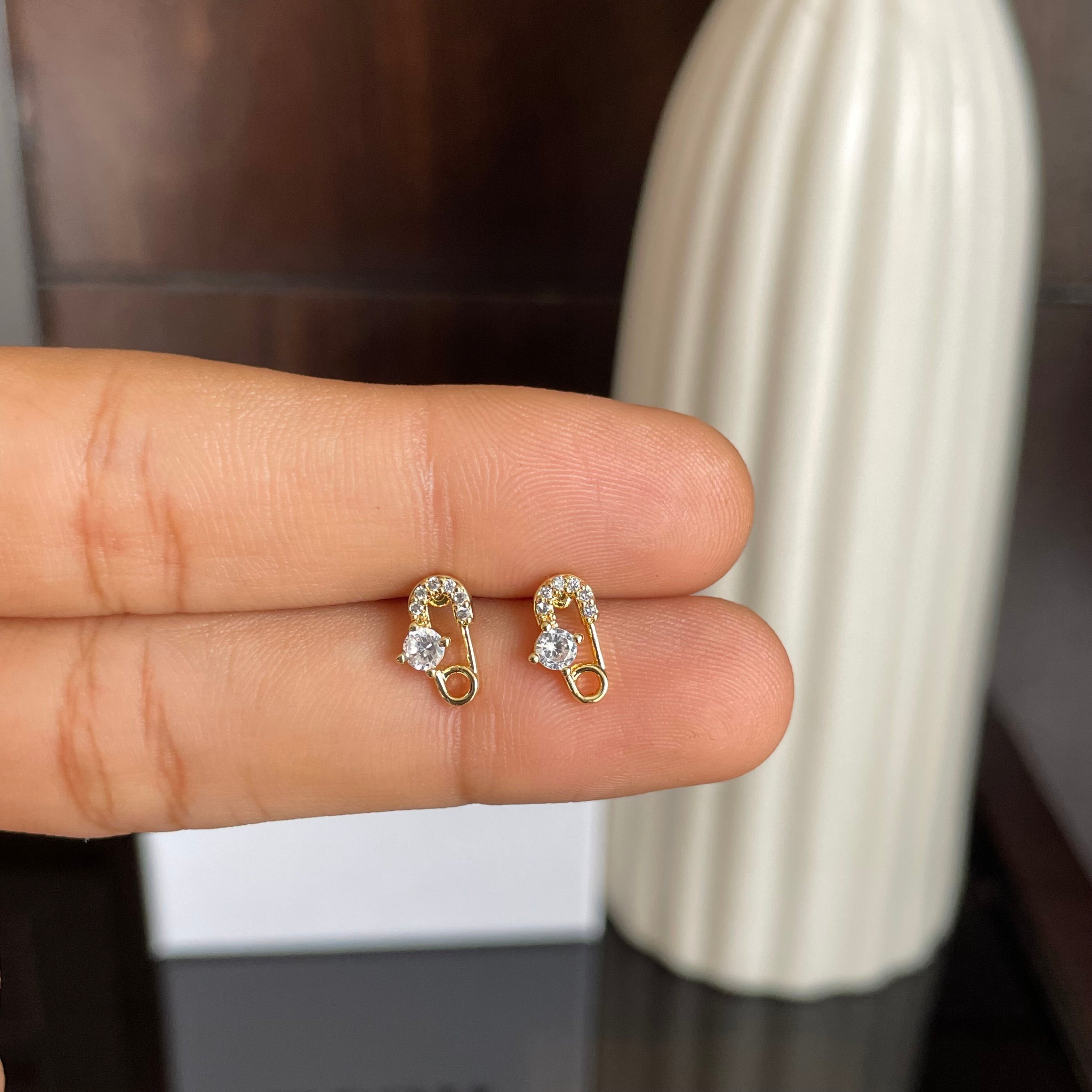 Safety Pin Sparkle Studs (ball back)
