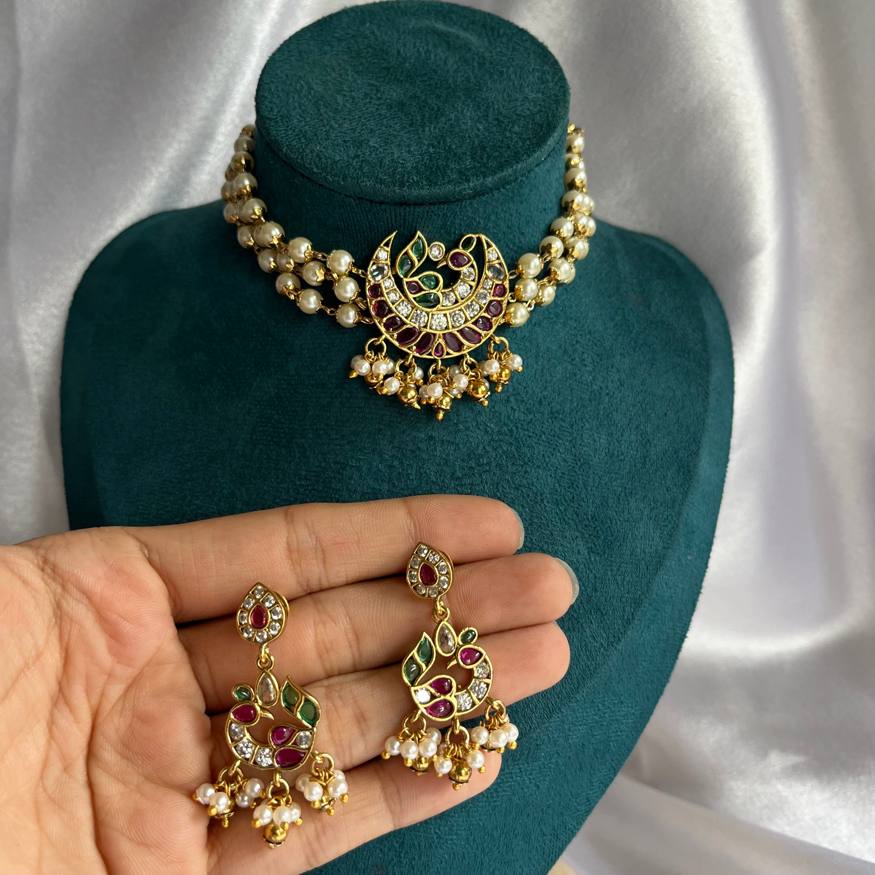 Pearl Peacock Choker Set