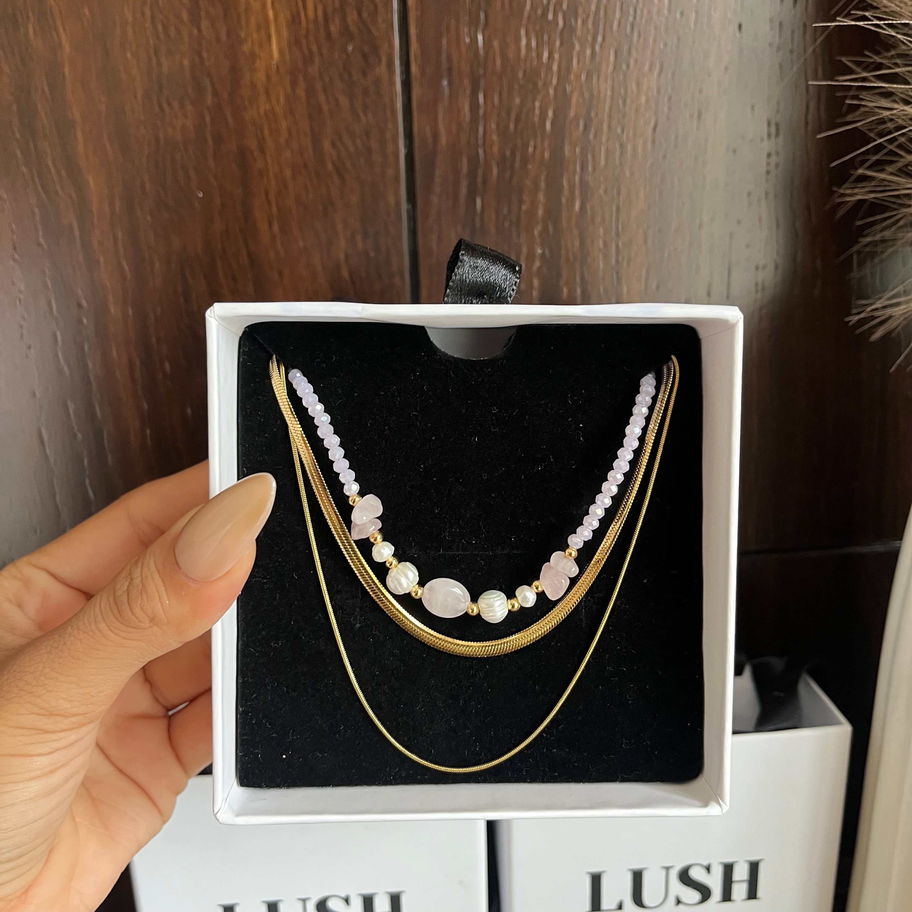 Pearl Blush Layered Necklace Set