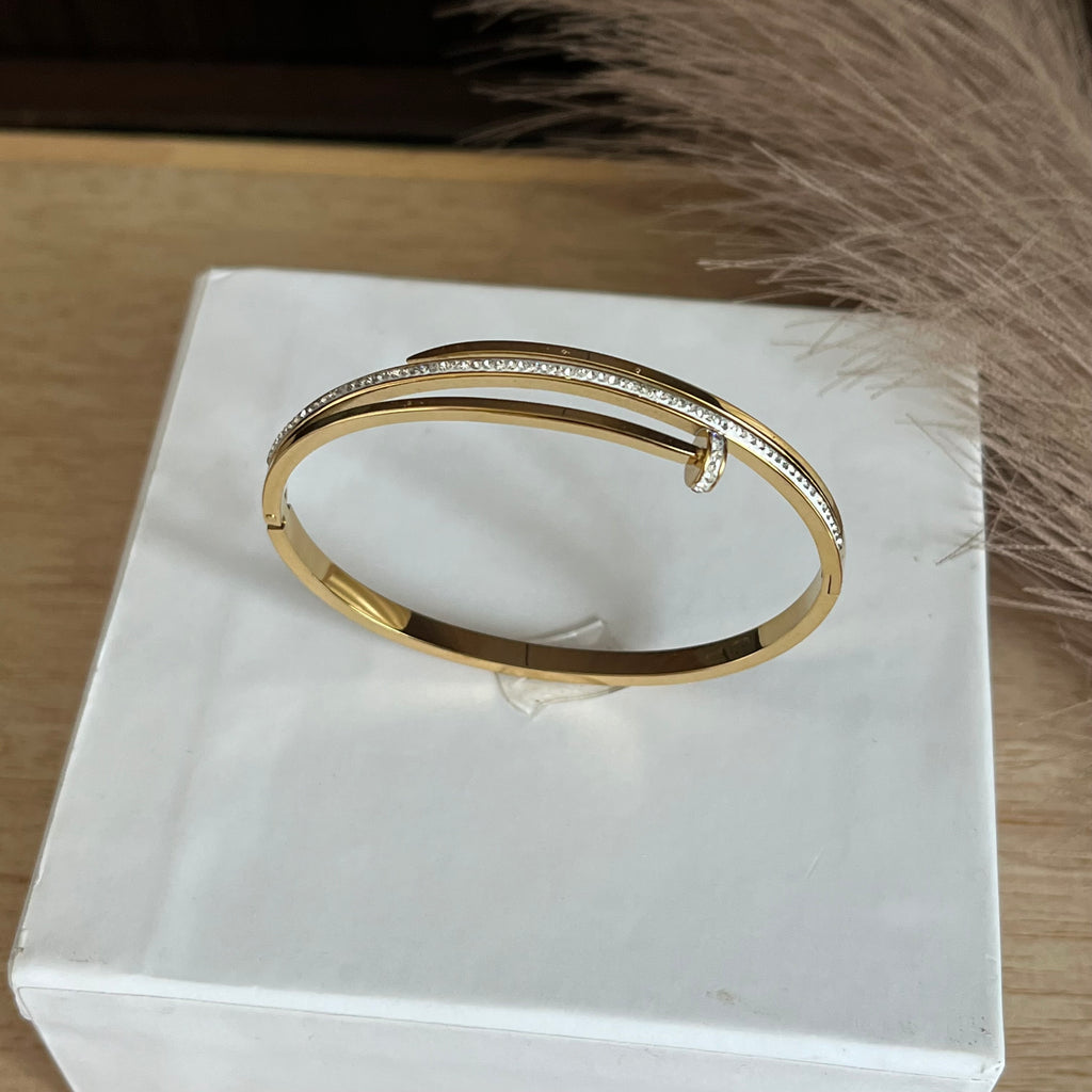 Luxe Dual-Tone Crystal Cuff Bracelet | Standard Size