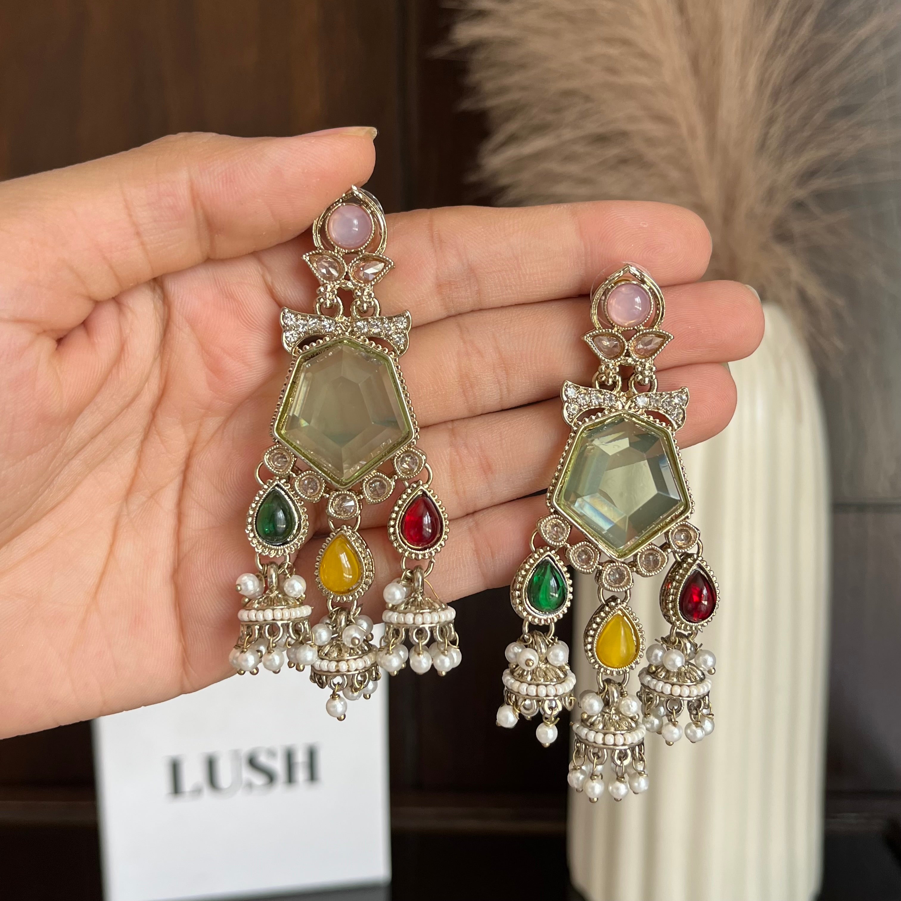 Rosette Jhumki Statement Earrings
