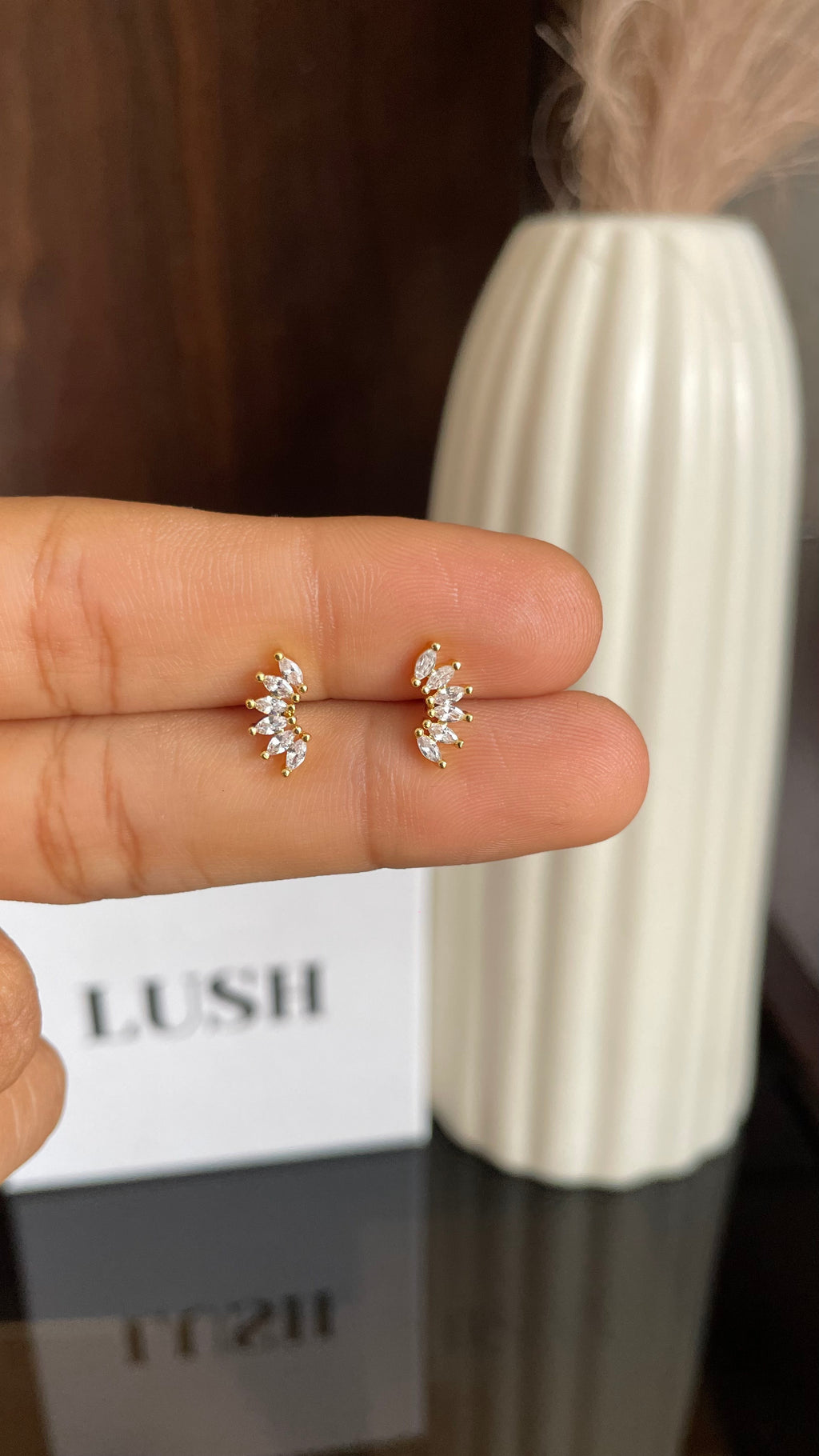 Crystal Leaf Studs