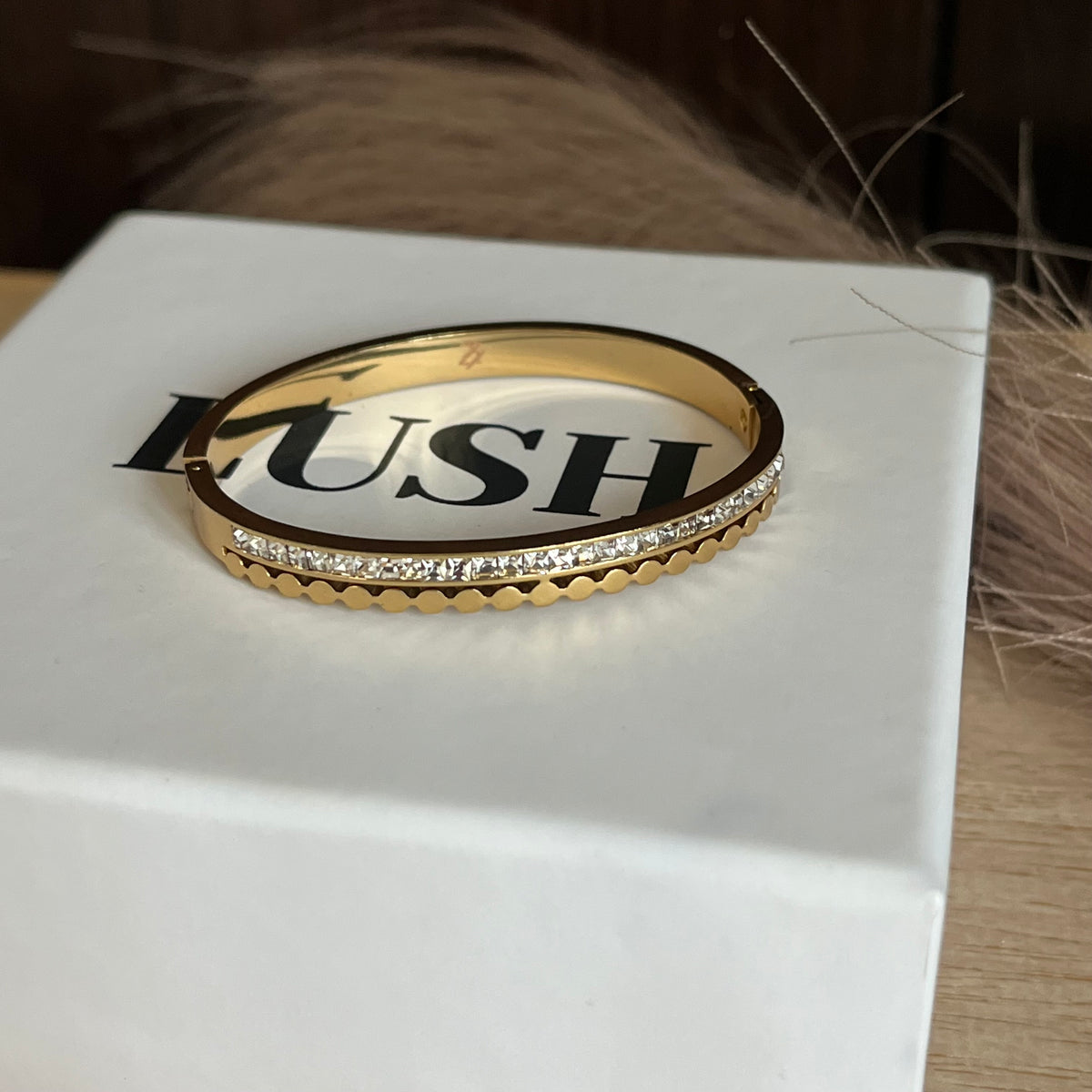 Gold-Tone Crystal Studded Bangle Standard Size