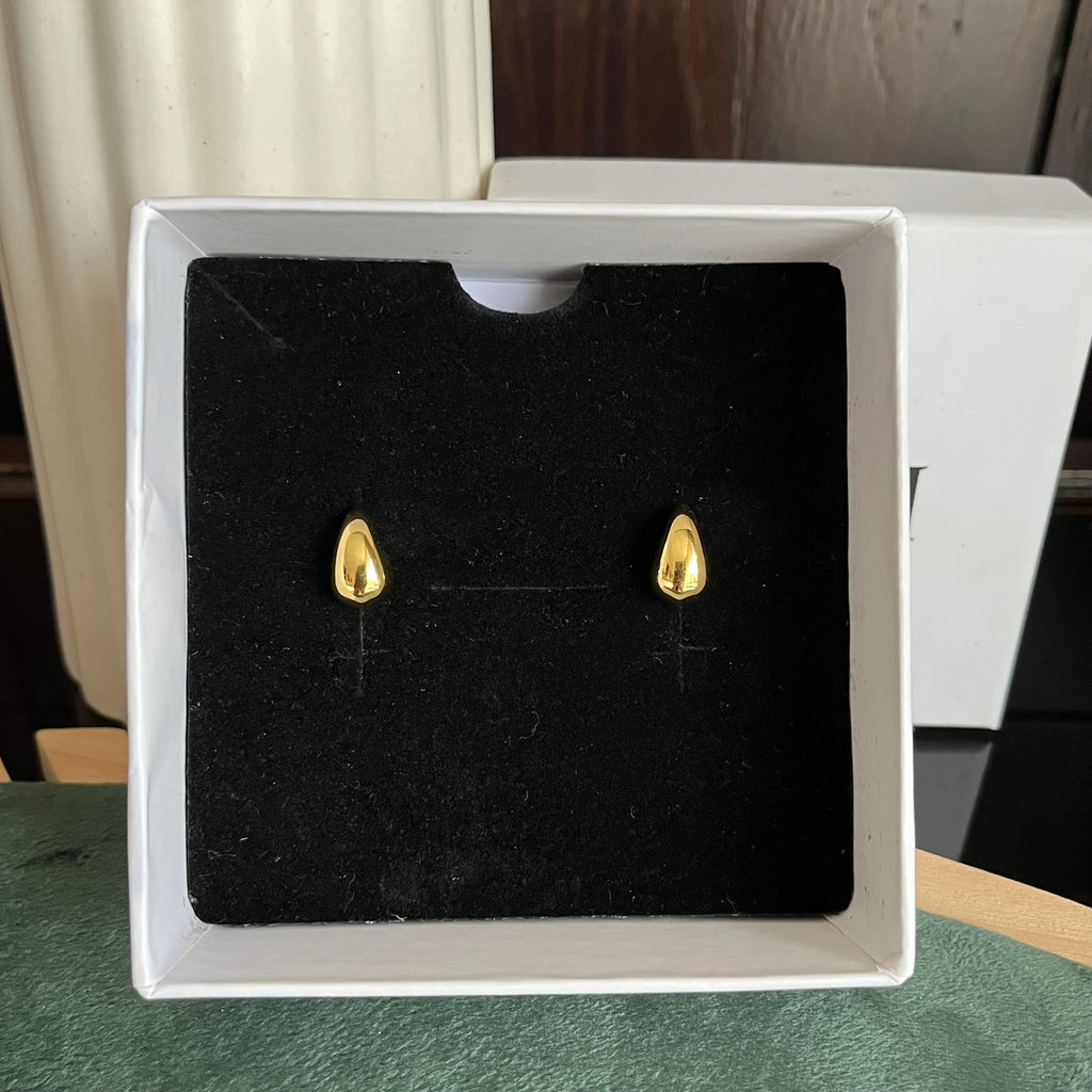 Gold Teardrop Stud Earrings