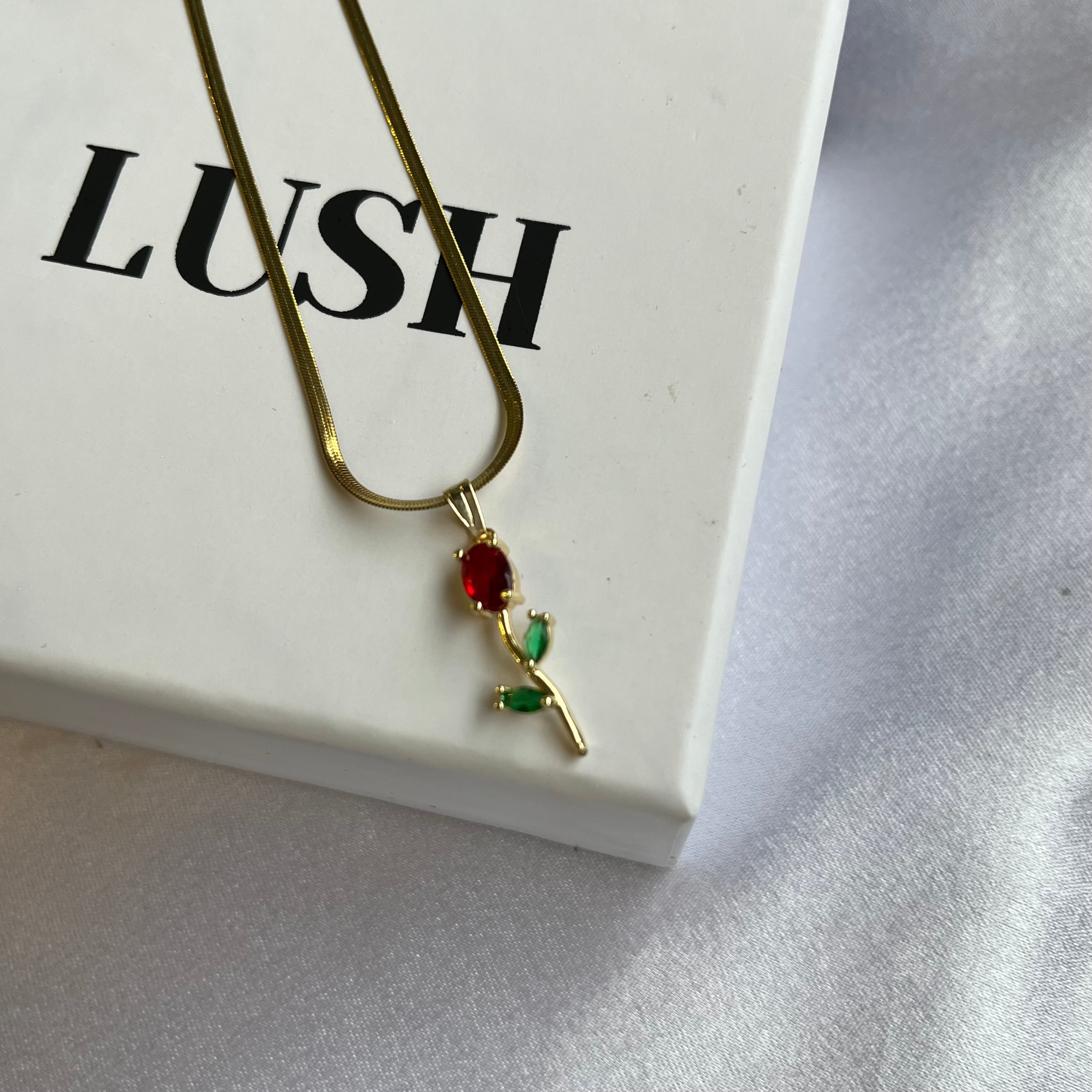 Crimson Rose Pendant Necklace