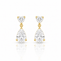 Gold Heart & Teardrop Crystal Drop Earrings