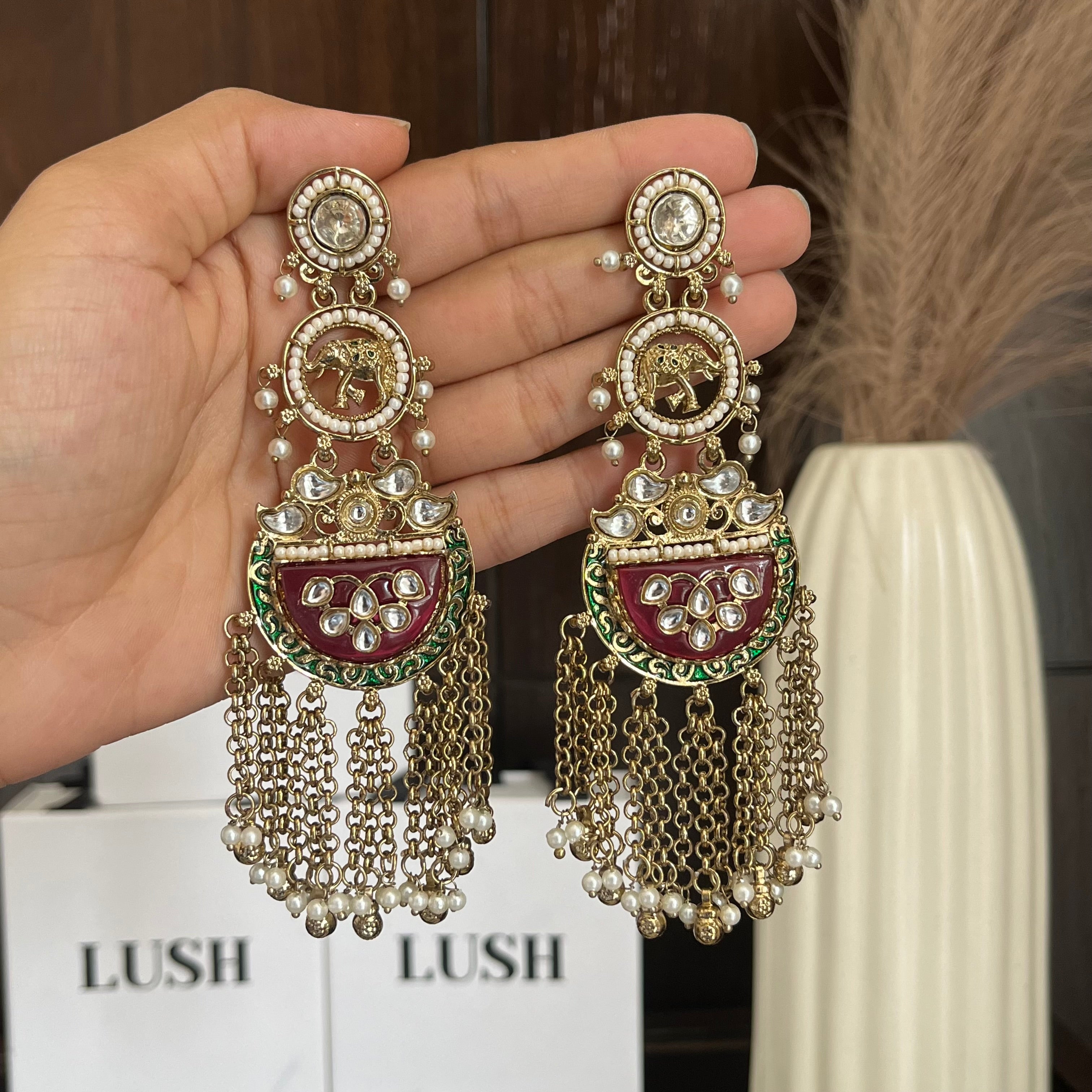 Rajwada Tassel Statement Earrings