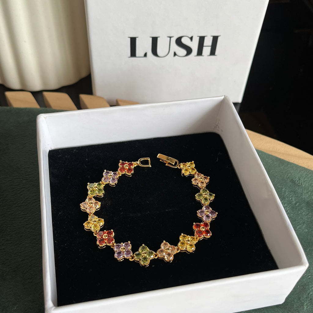 Multicolor Gemstone Clover Bracelet