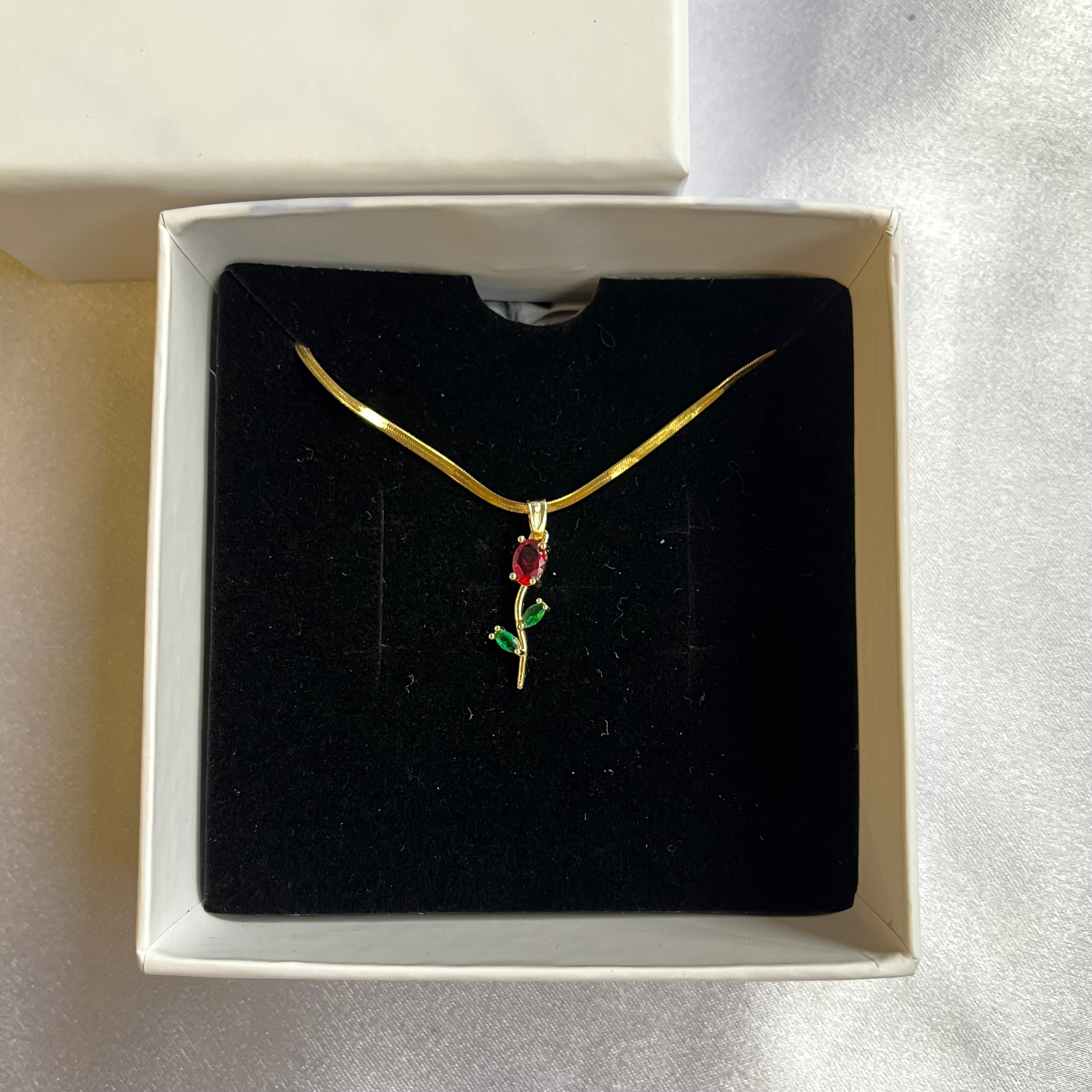 Crimson Rose Pendant Necklace