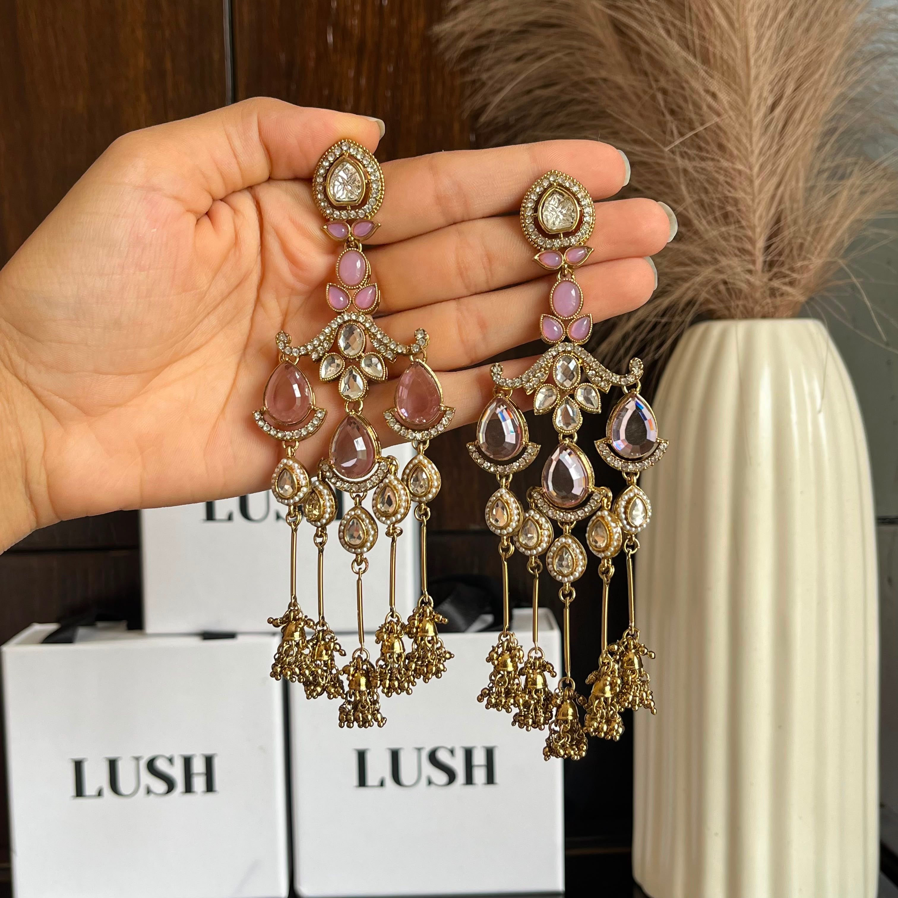 Kundan tassel earrings