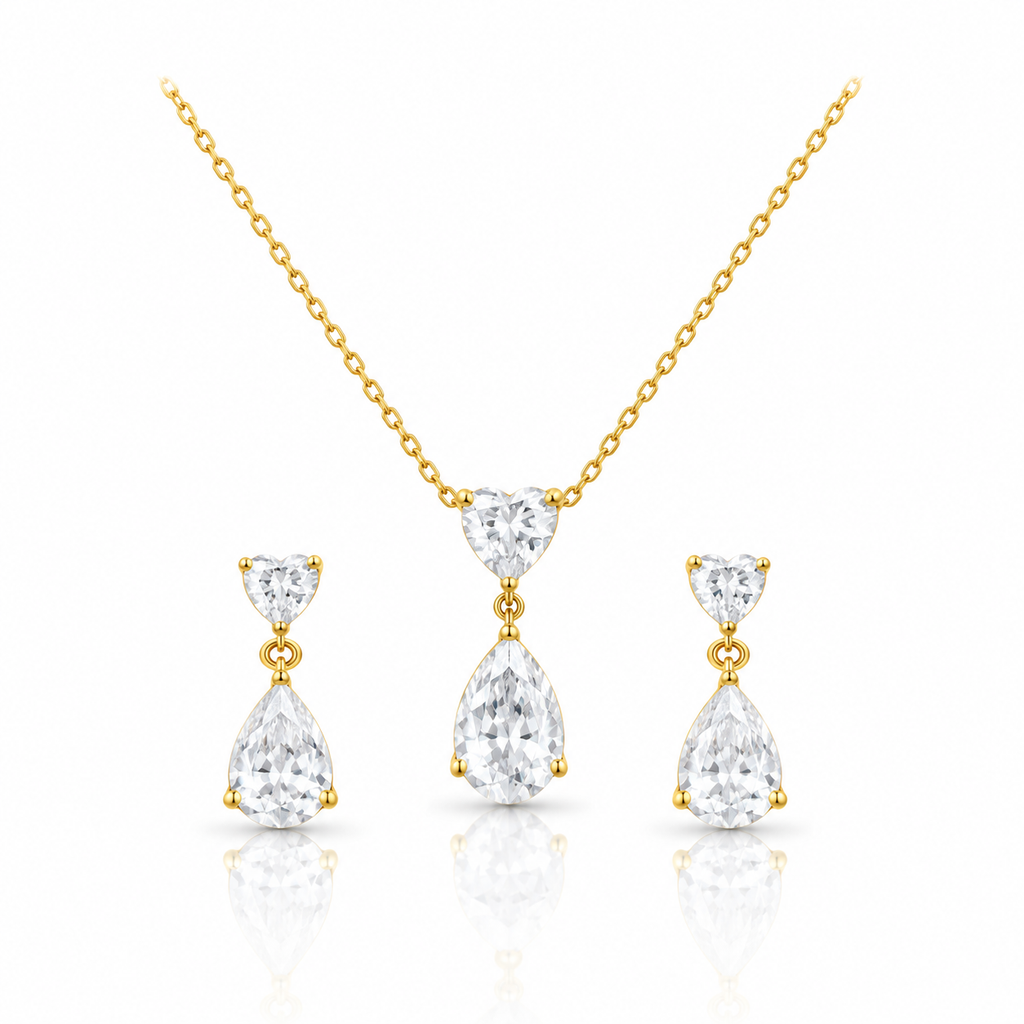 Heart & Pear Cut Crystal Jewelry Set