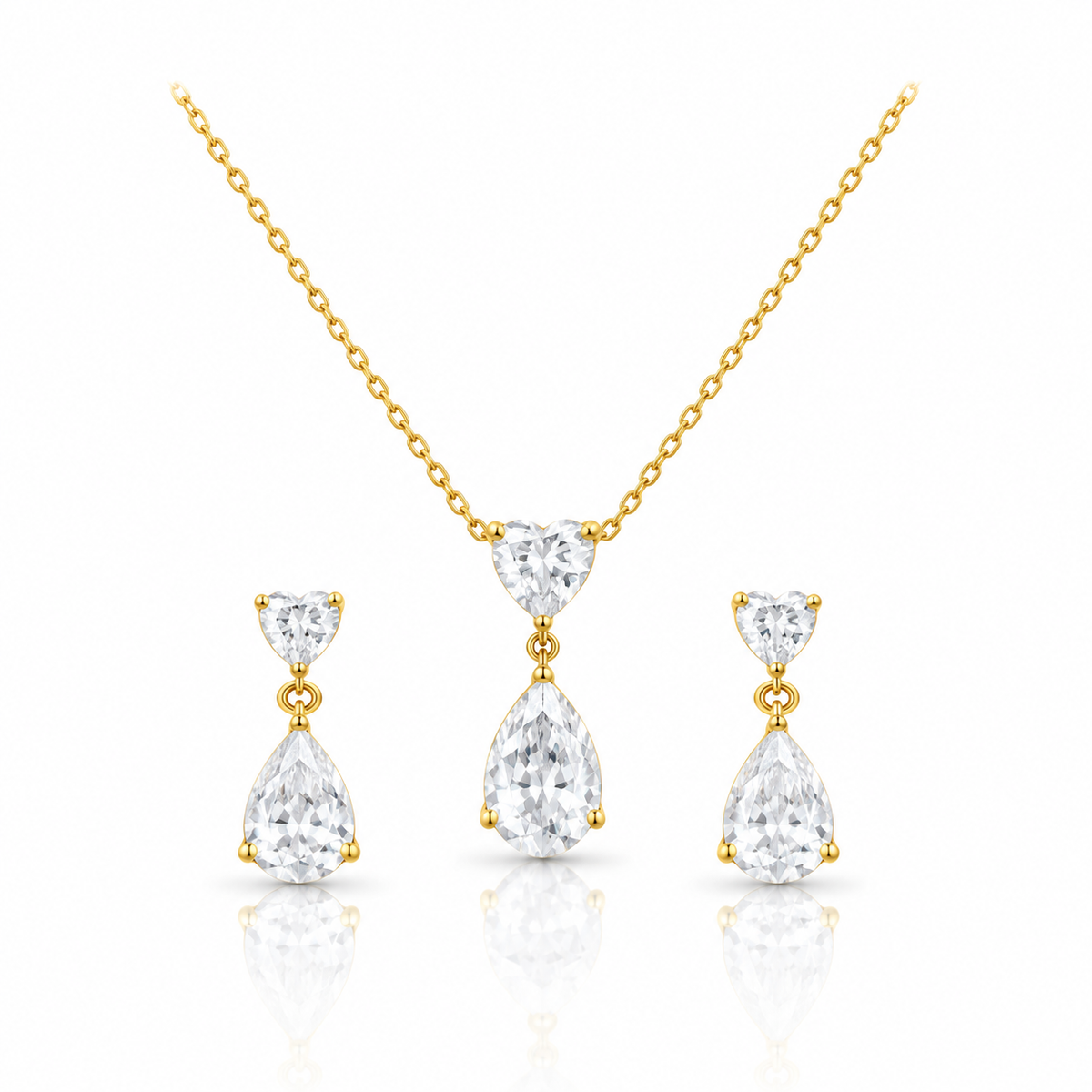 Heart & Pear Cut Crystal Jewelry Set