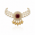 Ruby Blossom Pearl Choker Set
