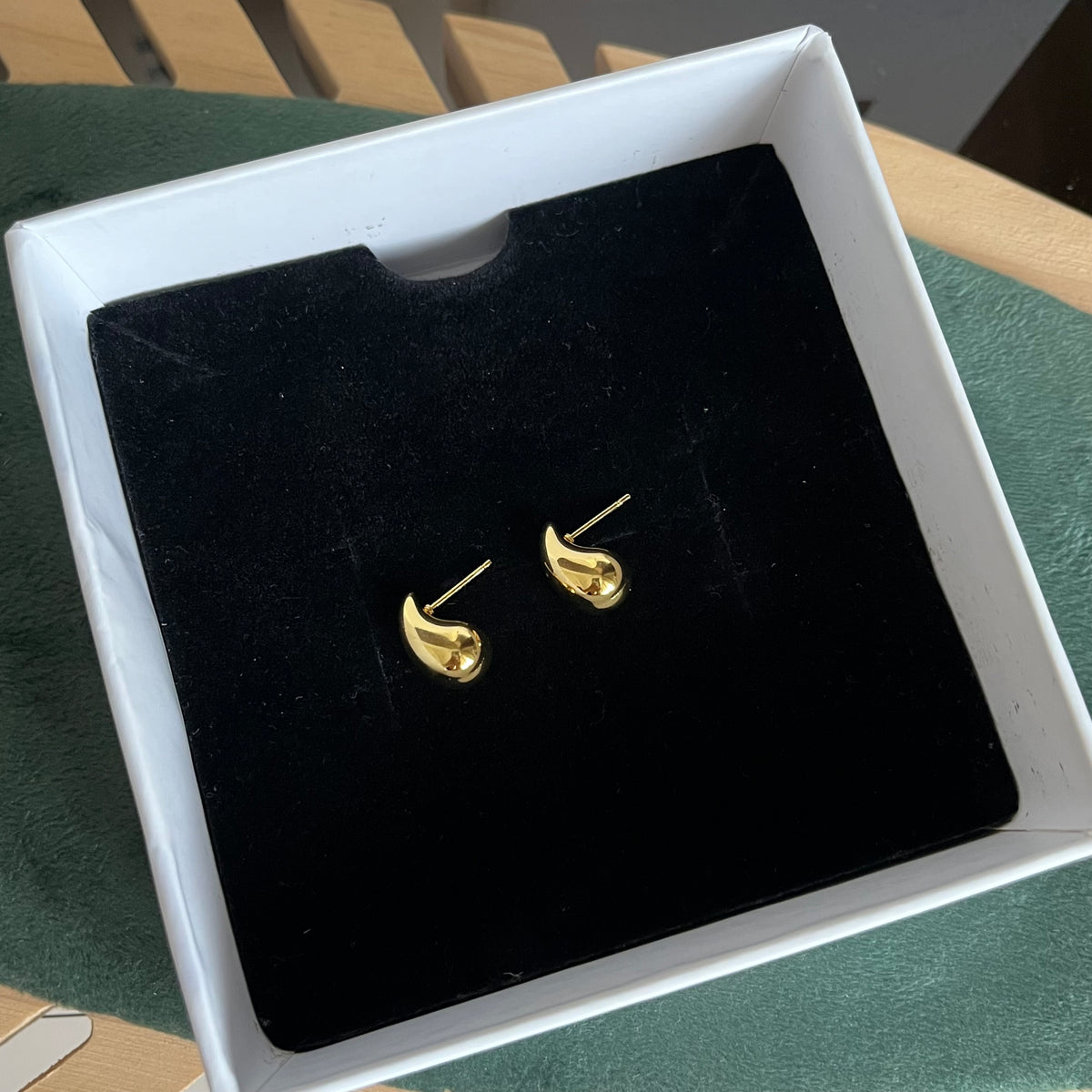 Gold Teardrop Stud Earrings