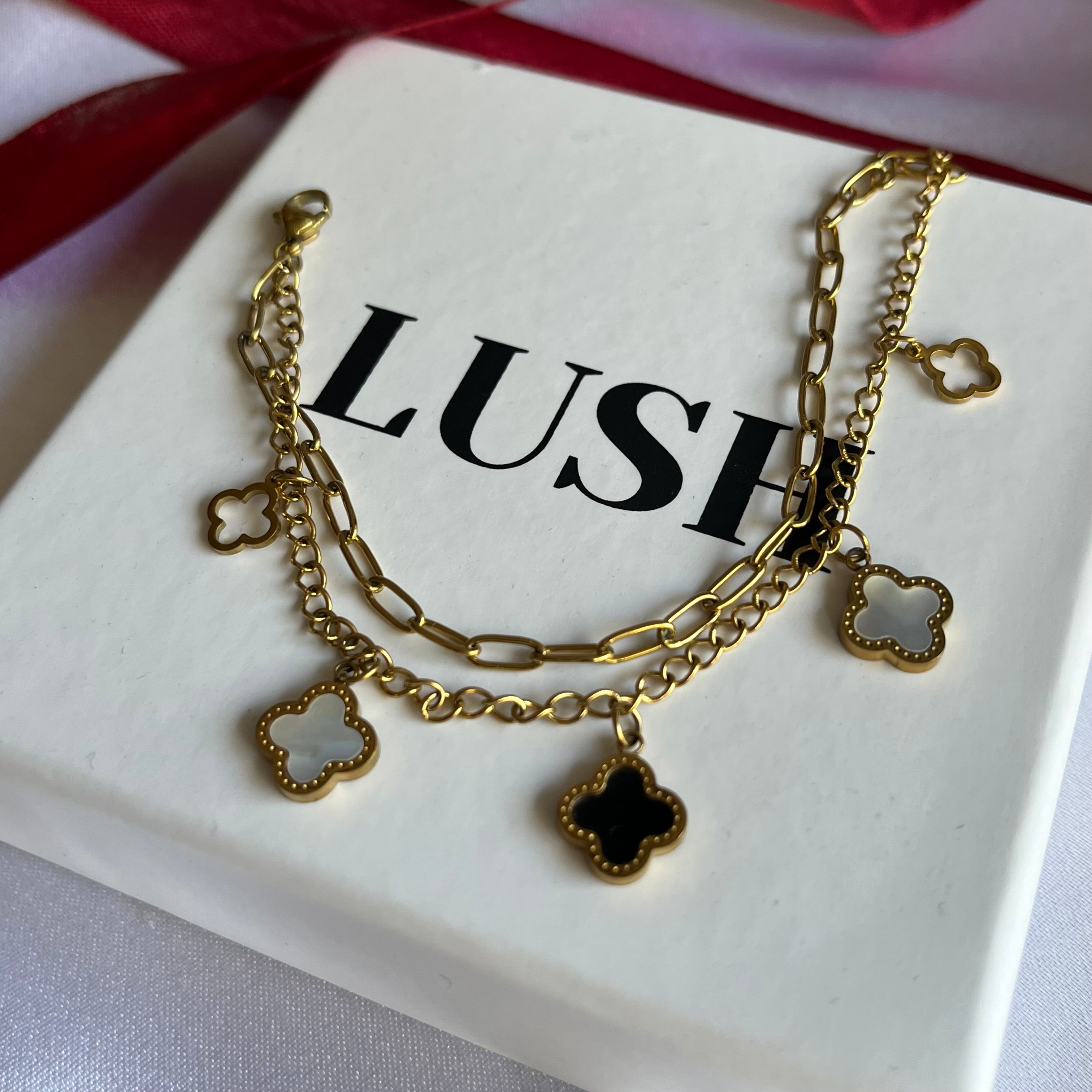 Clover Charm Layered Bracelet