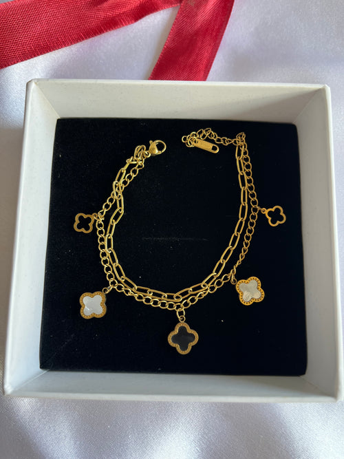 Clover Charm Layered Bracelet