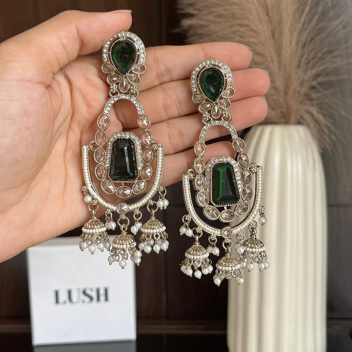 Majestic Multi-Tiered Crystal & Jhumka Statement Earrings