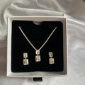 Princess cut crystal pendant set