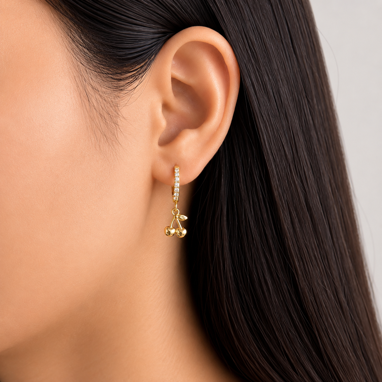 Cherry Charm Hoop Earrings