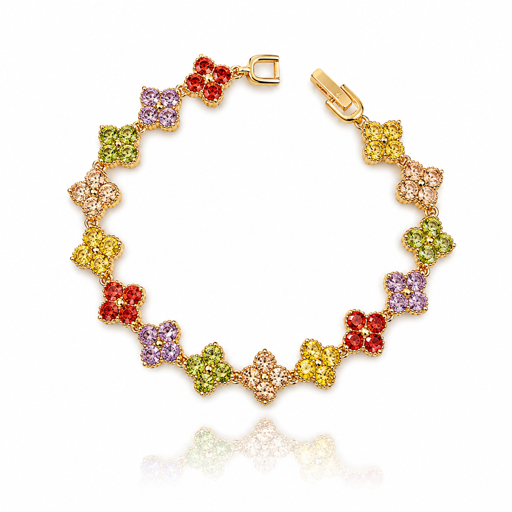 Multicolor Gemstone Clover Bracelet
