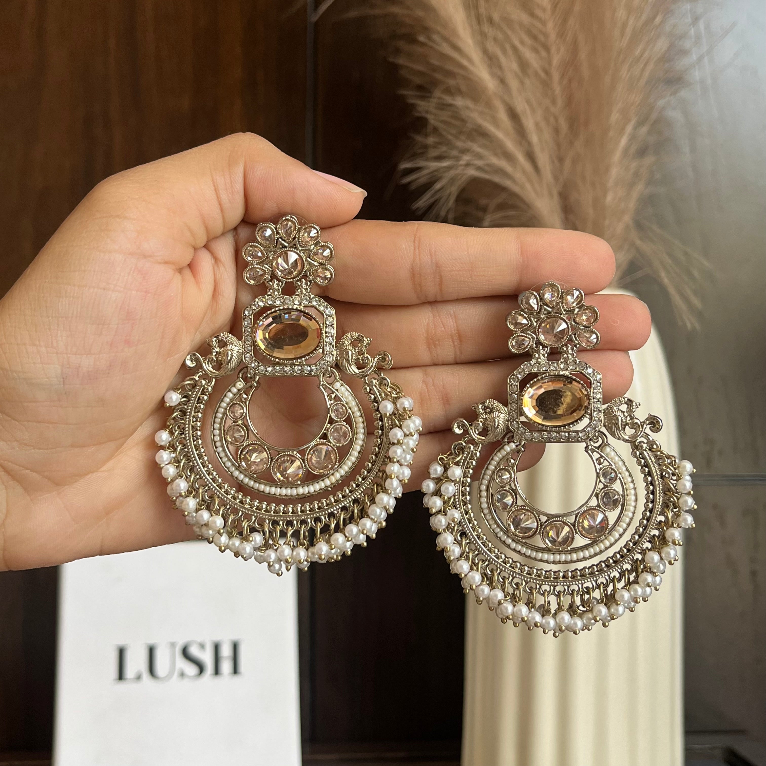 The Floral Crown Pearl Chandbalis